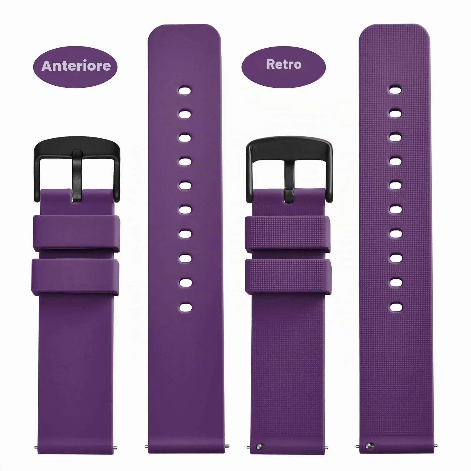 WOCCI Cinturino in Silicone 22mm con Fibbia Nera, Viola - immagine 4