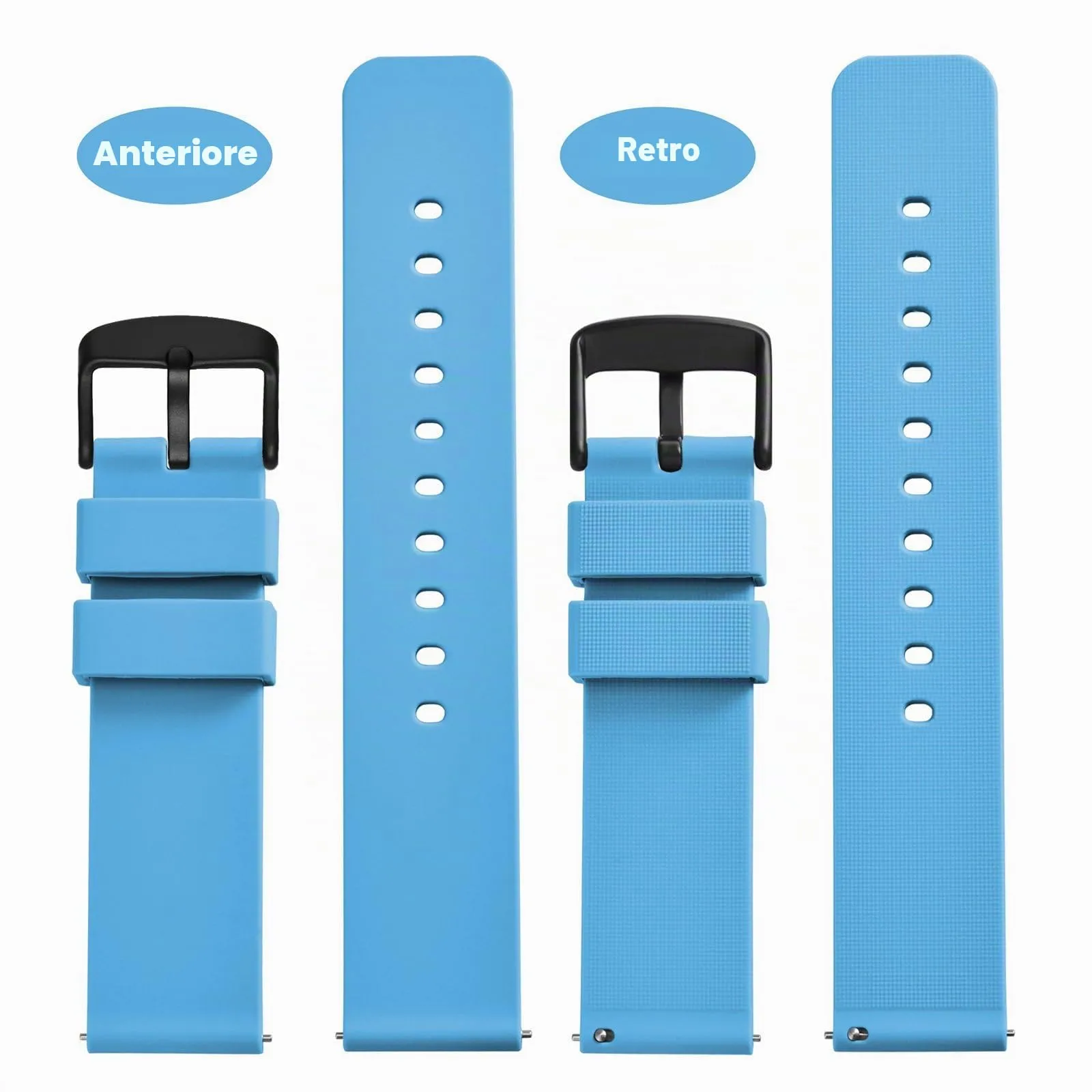 WOCCI Cinturino in Silicone 22mm con Fibbia Nera - Cielo Blu - immagine 4