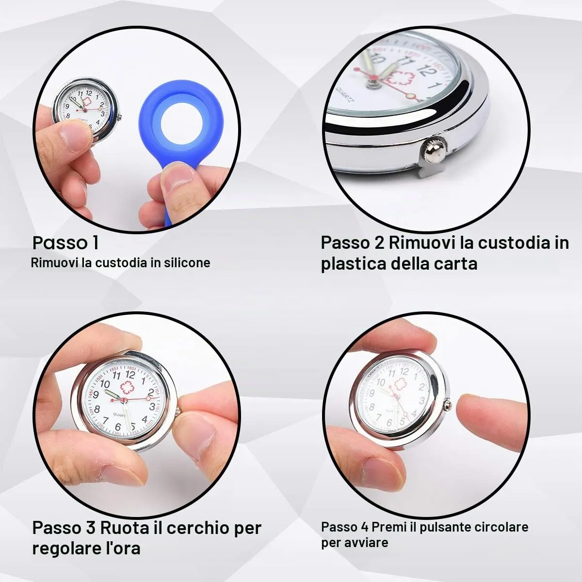 Vicloon Orologio da Infermiere in Silicone con Spilla, 3 Pezzi - immagine 6