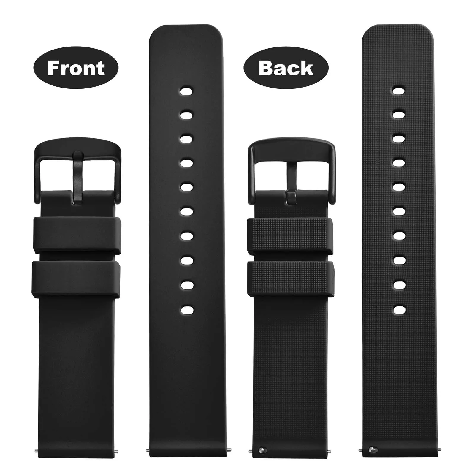 WOCCI Cinturino in Silicone 16mm per Uomo e Donna con Fibbia Nera (Nero) - immagine 4