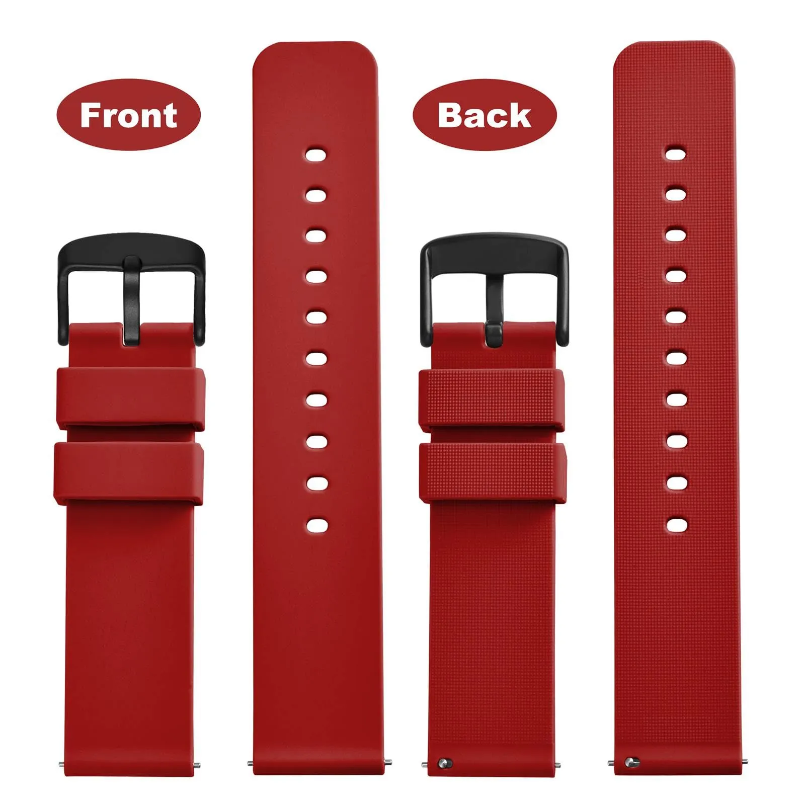 WOCCI Cinturino in Silicone 19mm con Fibbia Nera - Rosso - immagine 4