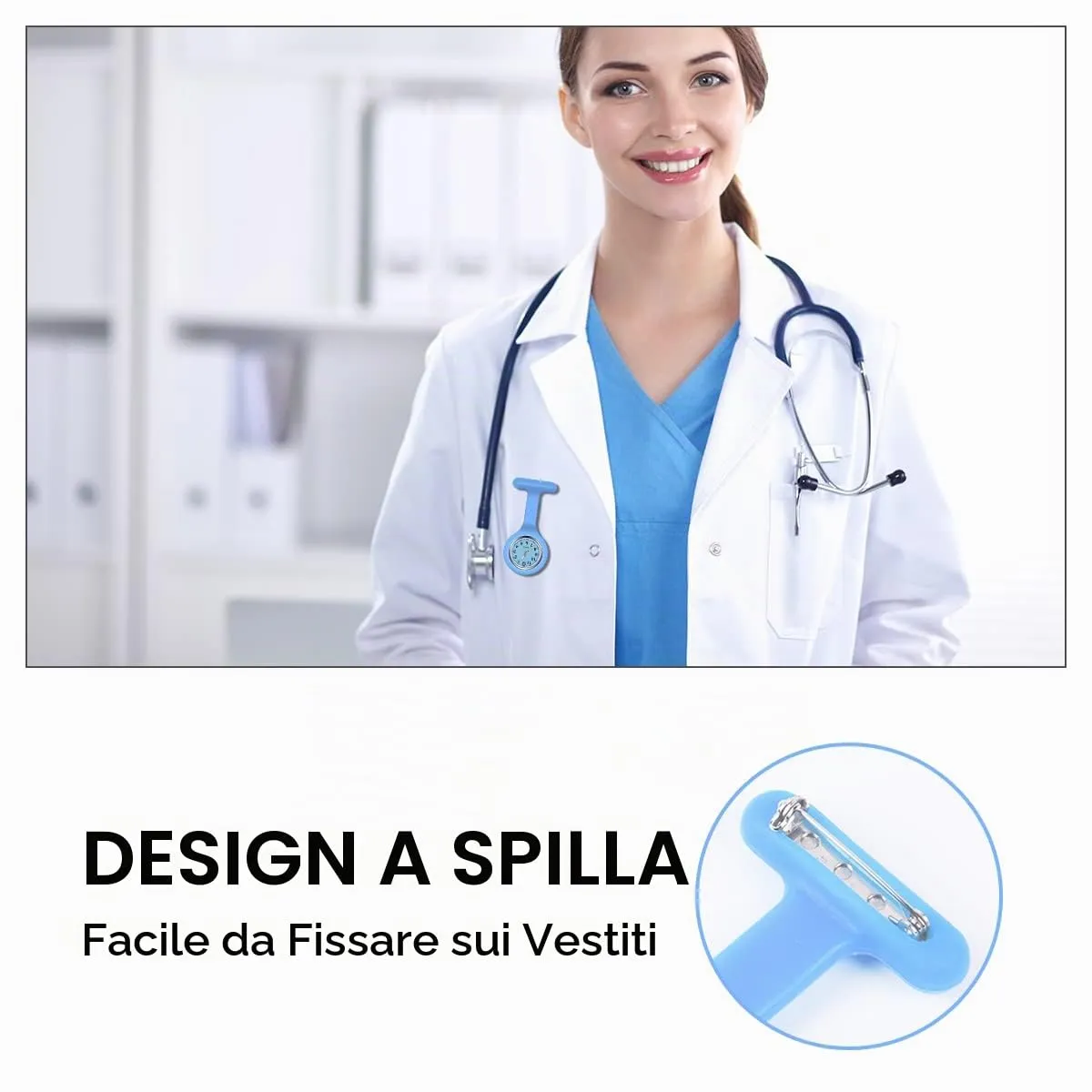 Vicloon Orologio da Infermiere in Silicone con Spilla, 3 Pezzi - immagine 6