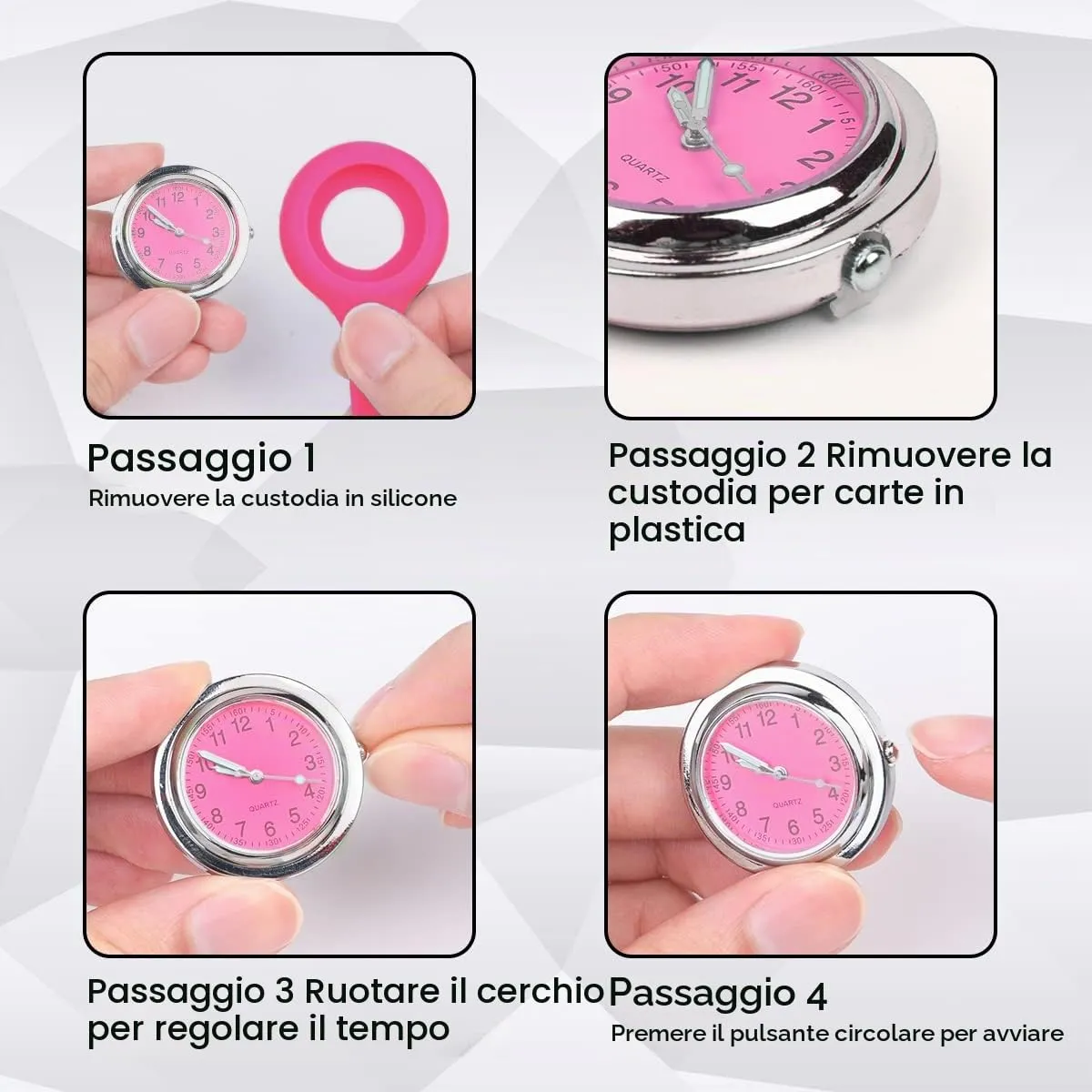 Vicloon Orologio da Infermiere in Silicone con Spilla, 3 Pezzi - immagine 5