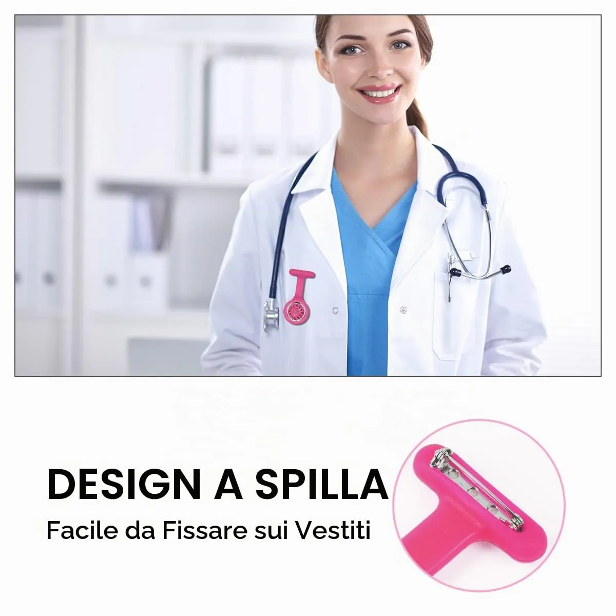 Vicloon Orologio da Infermiere in Silicone con Spilla, 3 Pezzi - immagine 6