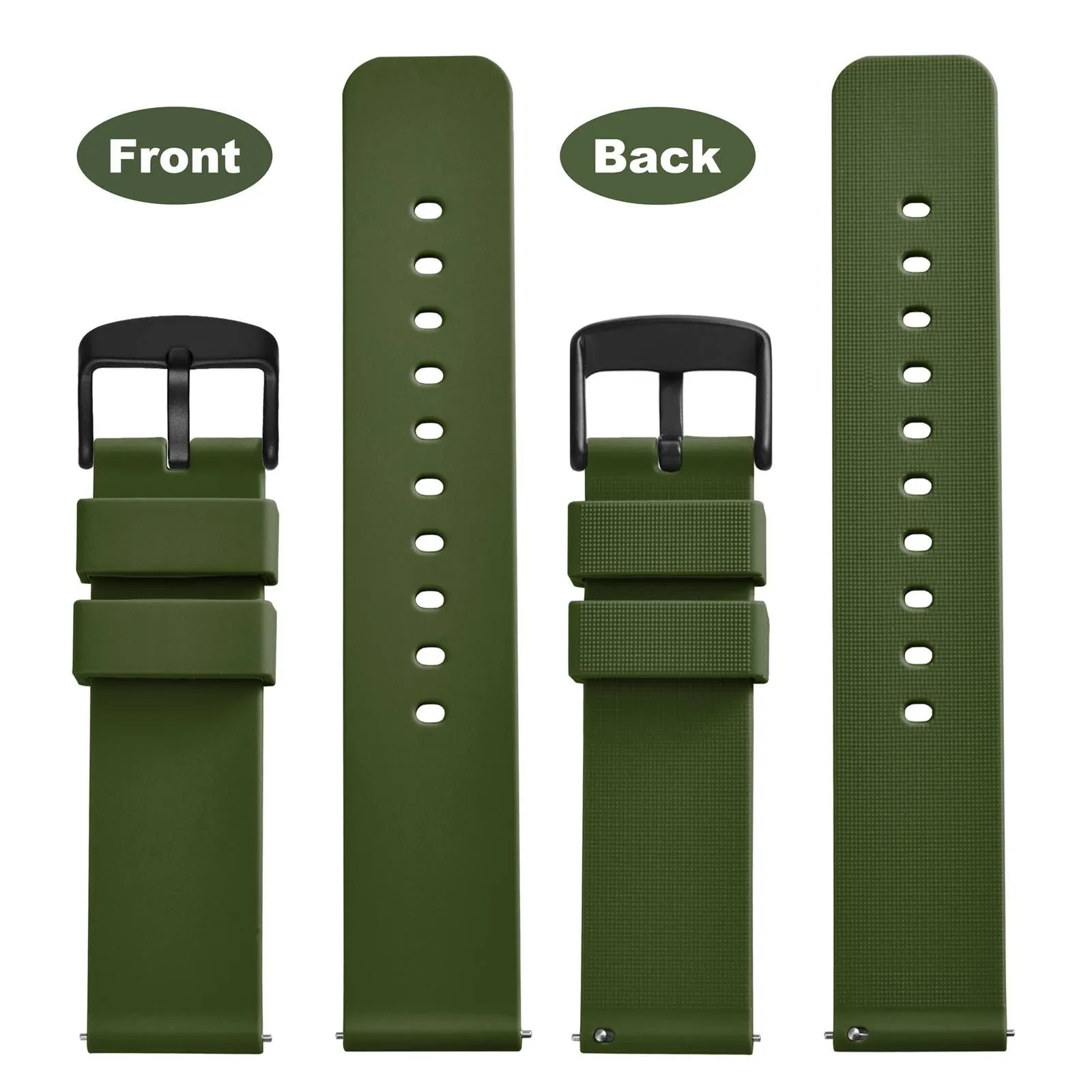 WOCCI Cinturino in Silicone 17mm con Fibbia Nera (Verde Militare) - immagine 4