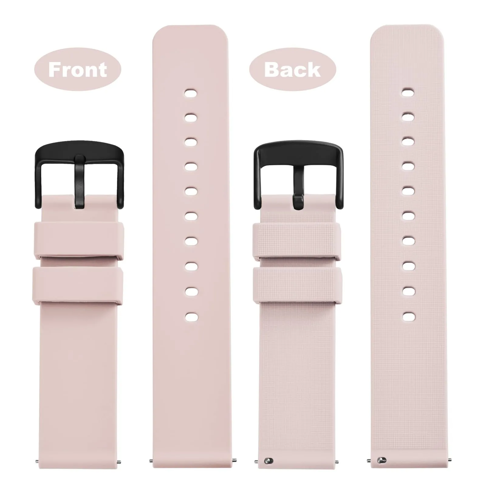 WOCCI Cinturino in Silicone 15mm con Fibbia Nera, Rosa Chiaro - immagine 4