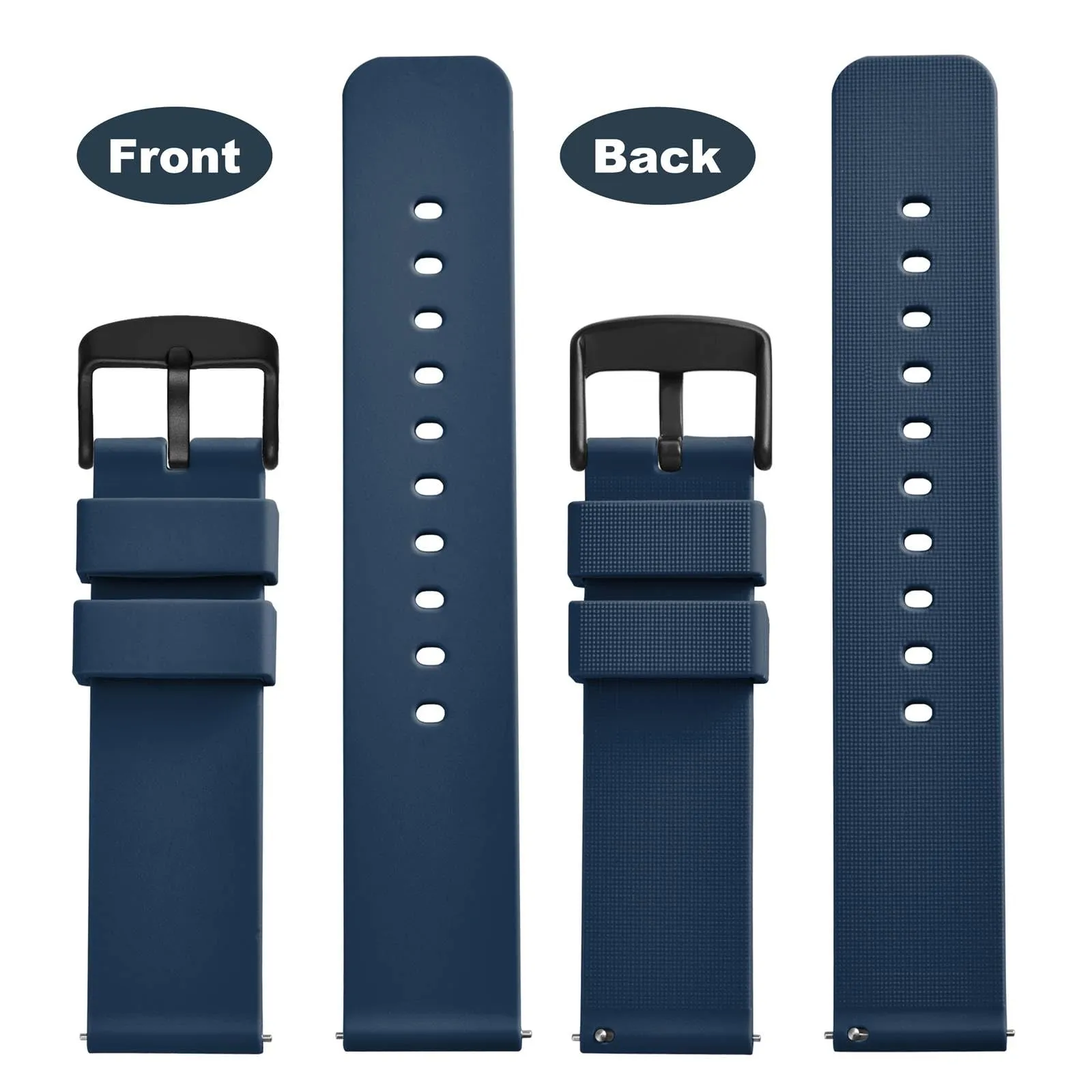 WOCCI Cinturino in Silicone 15mm per Orologi con Fibbia Nera (Blu Navy) - immagine 4