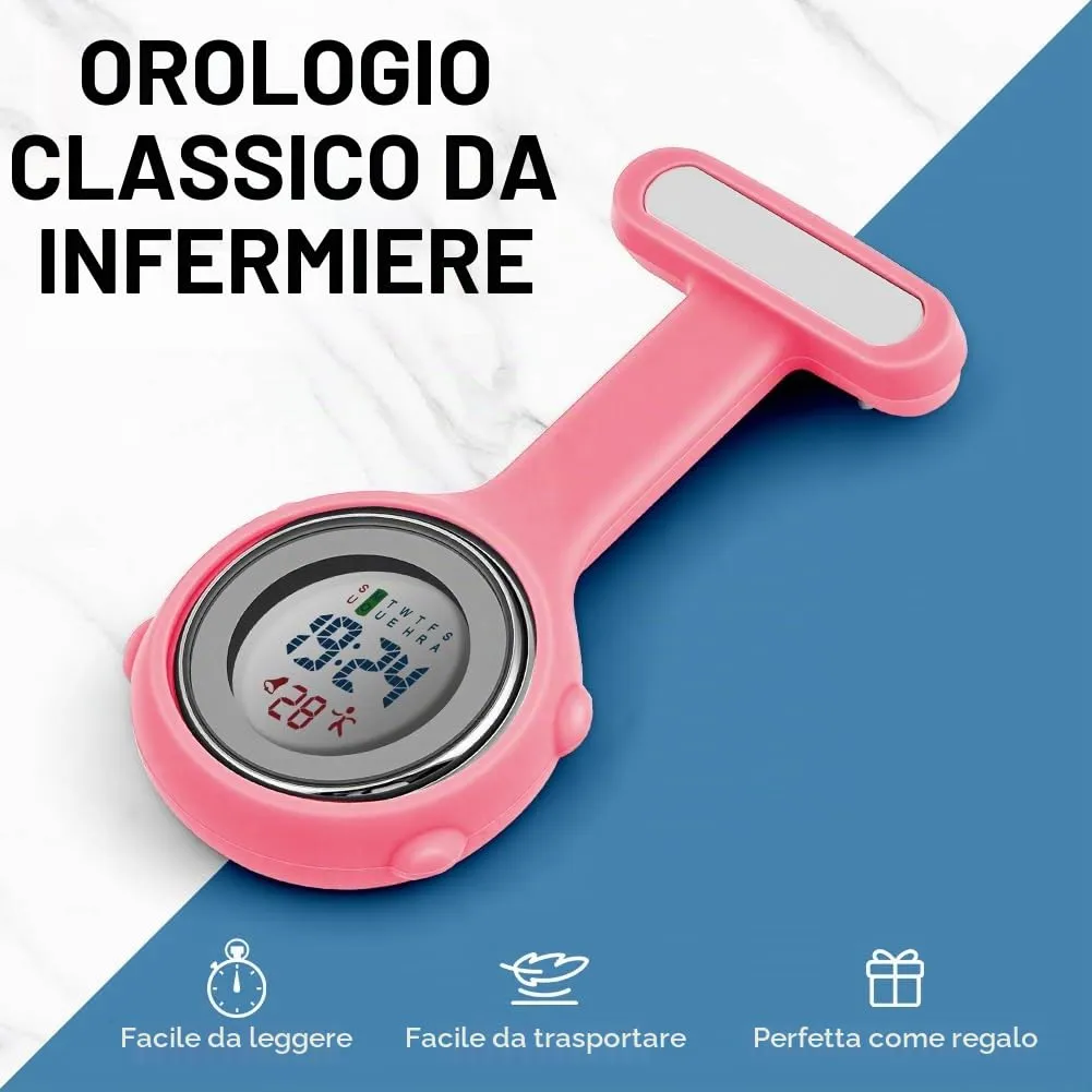 Vicloon Orologio da Infermiere in Silicone con Spilla, Rosa - immagine 6