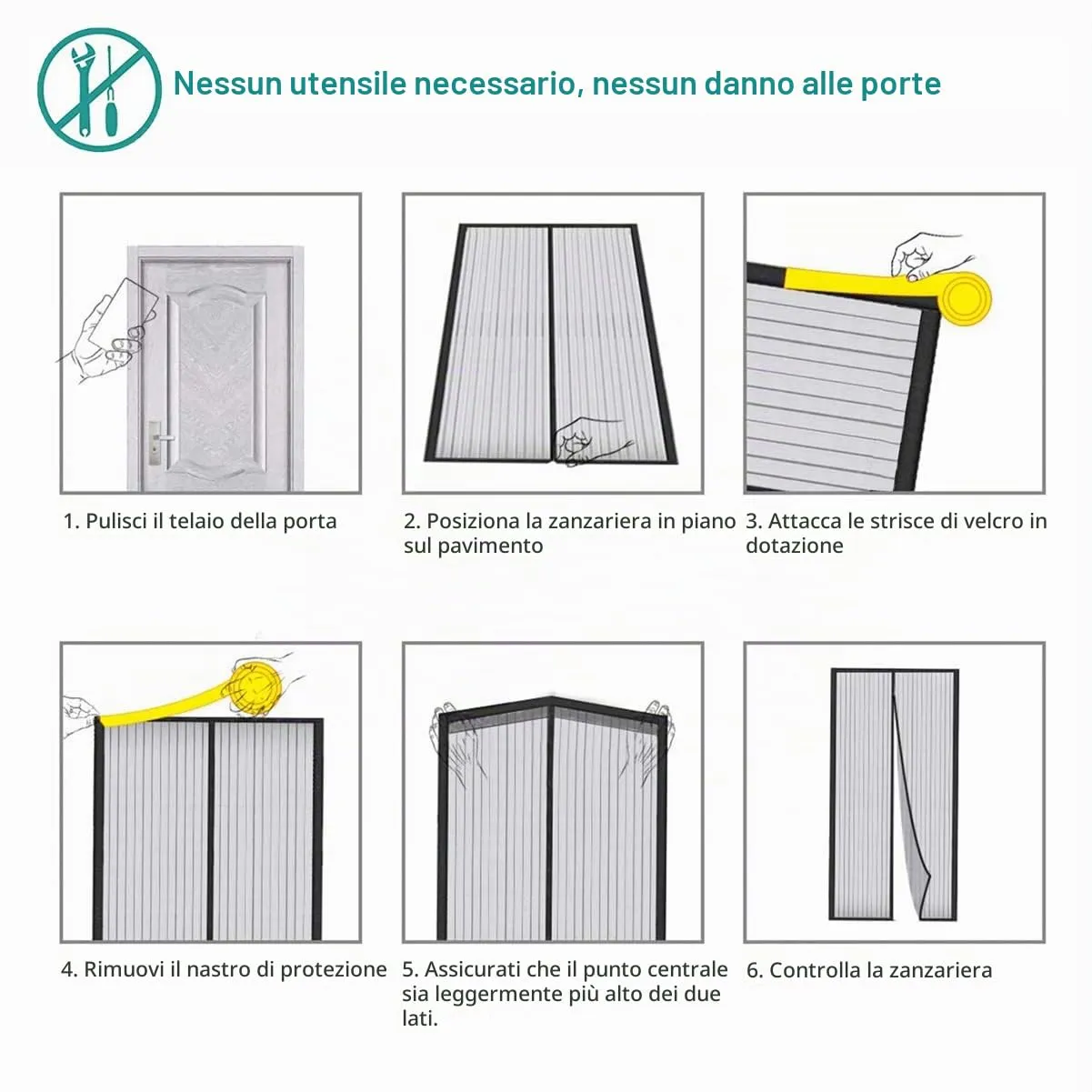 Meet Beauty Zanzariera Magnetica per Porte, 90x240 cm, Nero - immagine 6