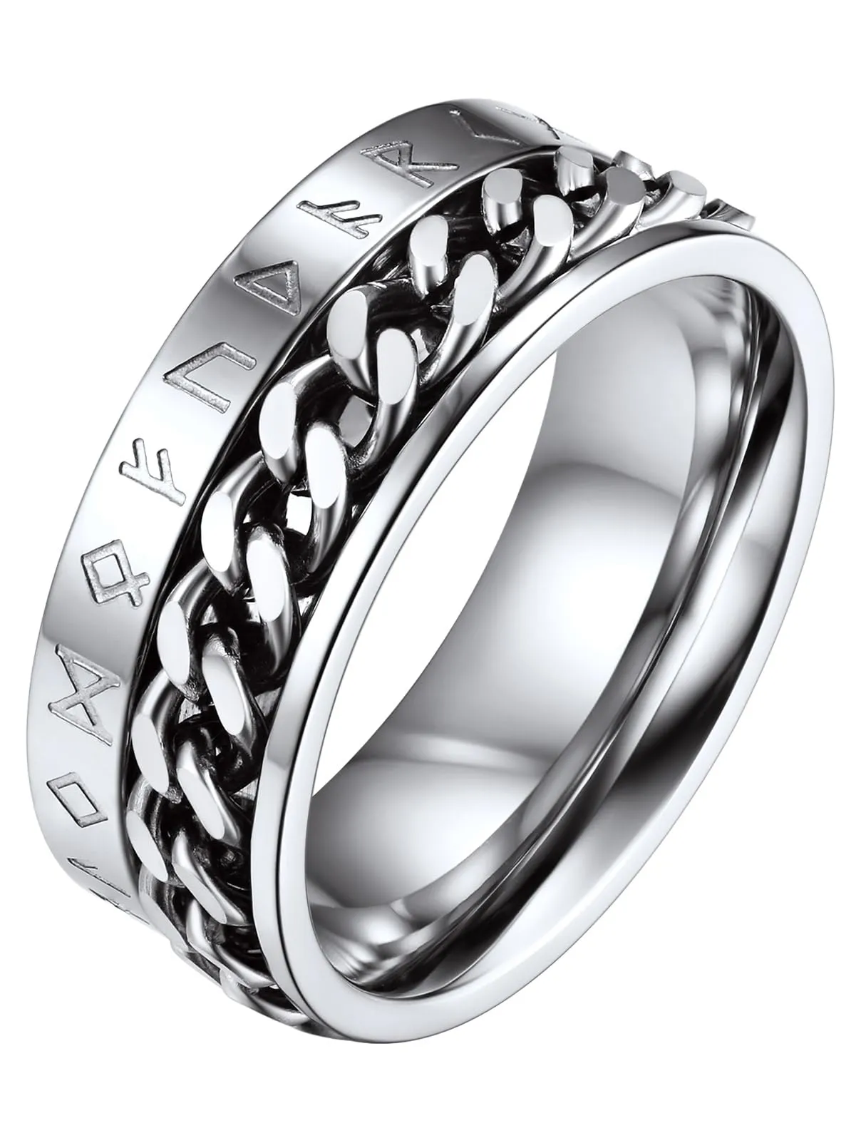 FaithHeart Anello Runico Vichingo Girevole in Acciaio Inossidabile, Taglia 59 - immagine 1