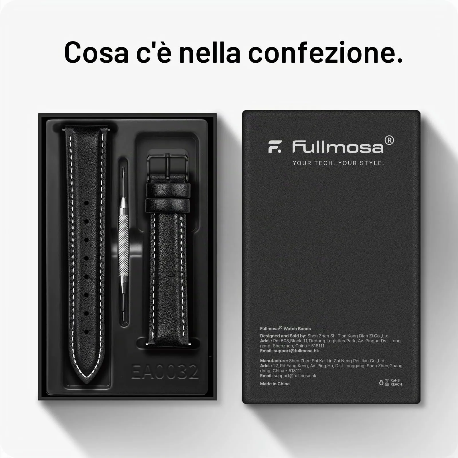 Fullmosa Cinturino in Pelle 22mm per Orologio con Sgancio Rapido, Nero/Fibbia Nera - immagine 6