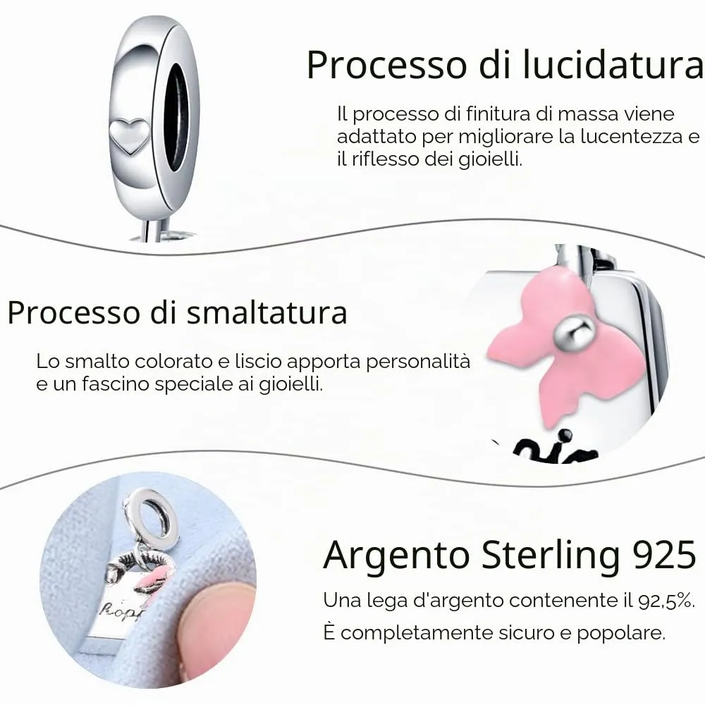 Pandach Bead Charm in Argento Sterling 925 con Cubic Zirconia per Braccialetti e Collane Europei - immagine 3