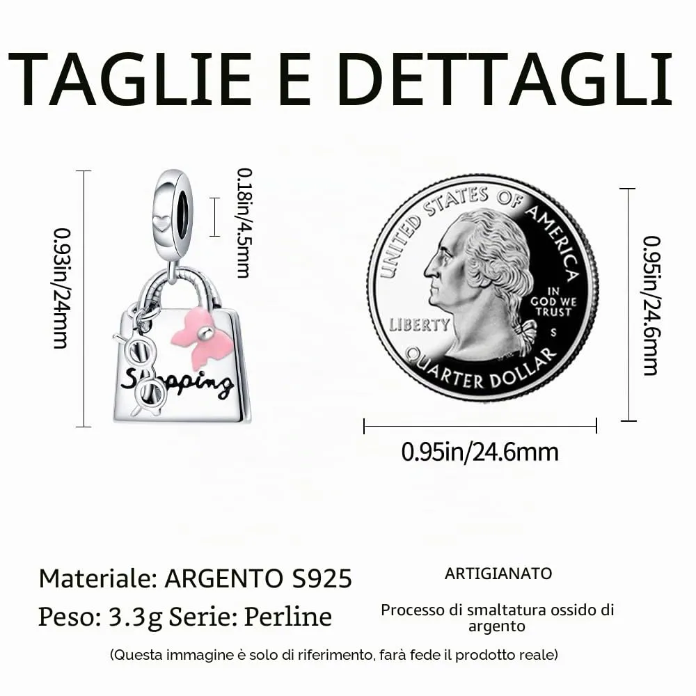 Pandach Bead Charm in Argento Sterling 925 con Cubic Zirconia per Braccialetti e Collane Europei - immagine 4