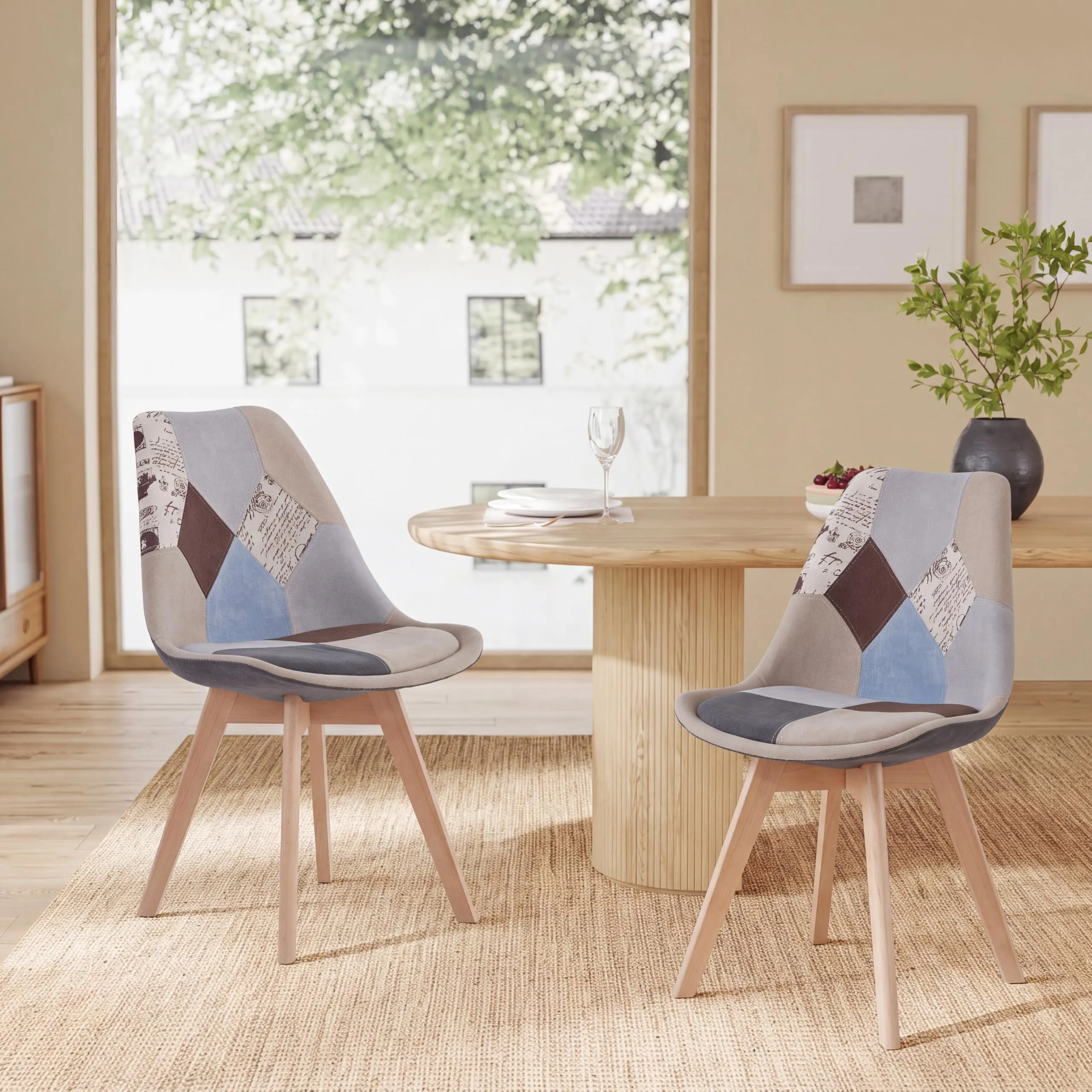 GrandCA HOME Set di 2 sedie da pranzo in stile nordico, polipropilene e faggio, marrone - immagine 1