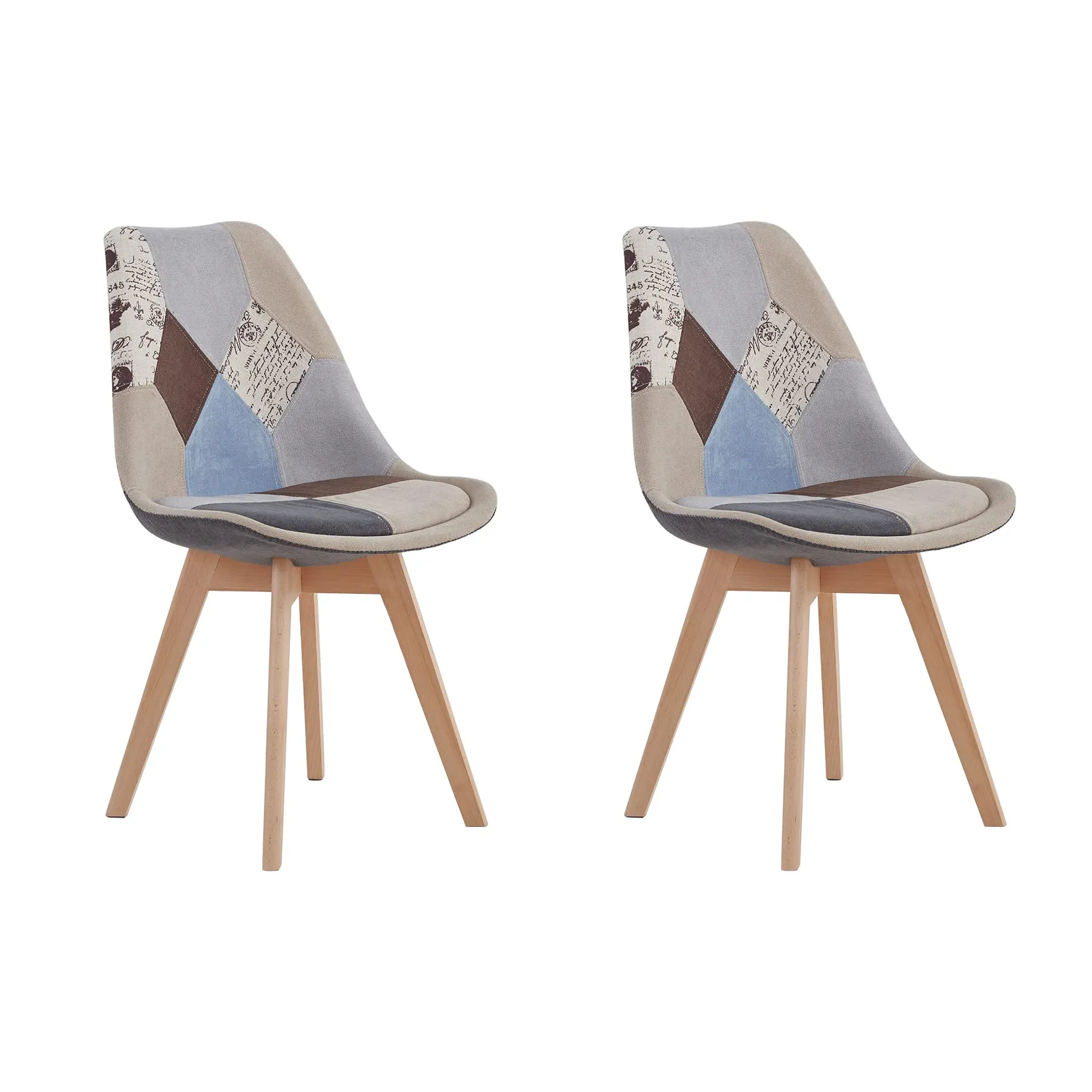 GrandCA HOME Set di 2 sedie da pranzo in stile nordico, polipropilene e faggio, marrone - immagine 3