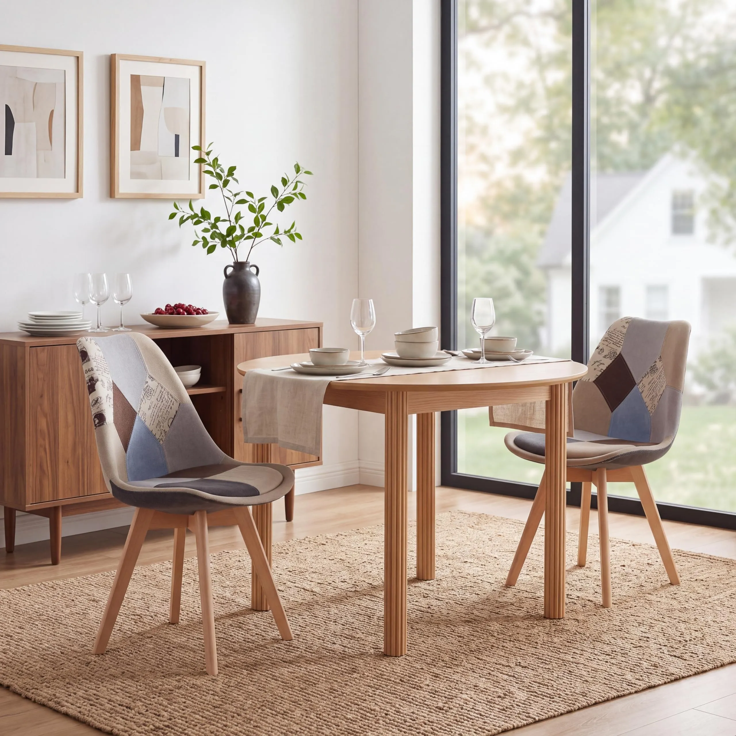GrandCA HOME Set di 2 sedie da pranzo in stile nordico, polipropilene e faggio, marrone - immagine 4