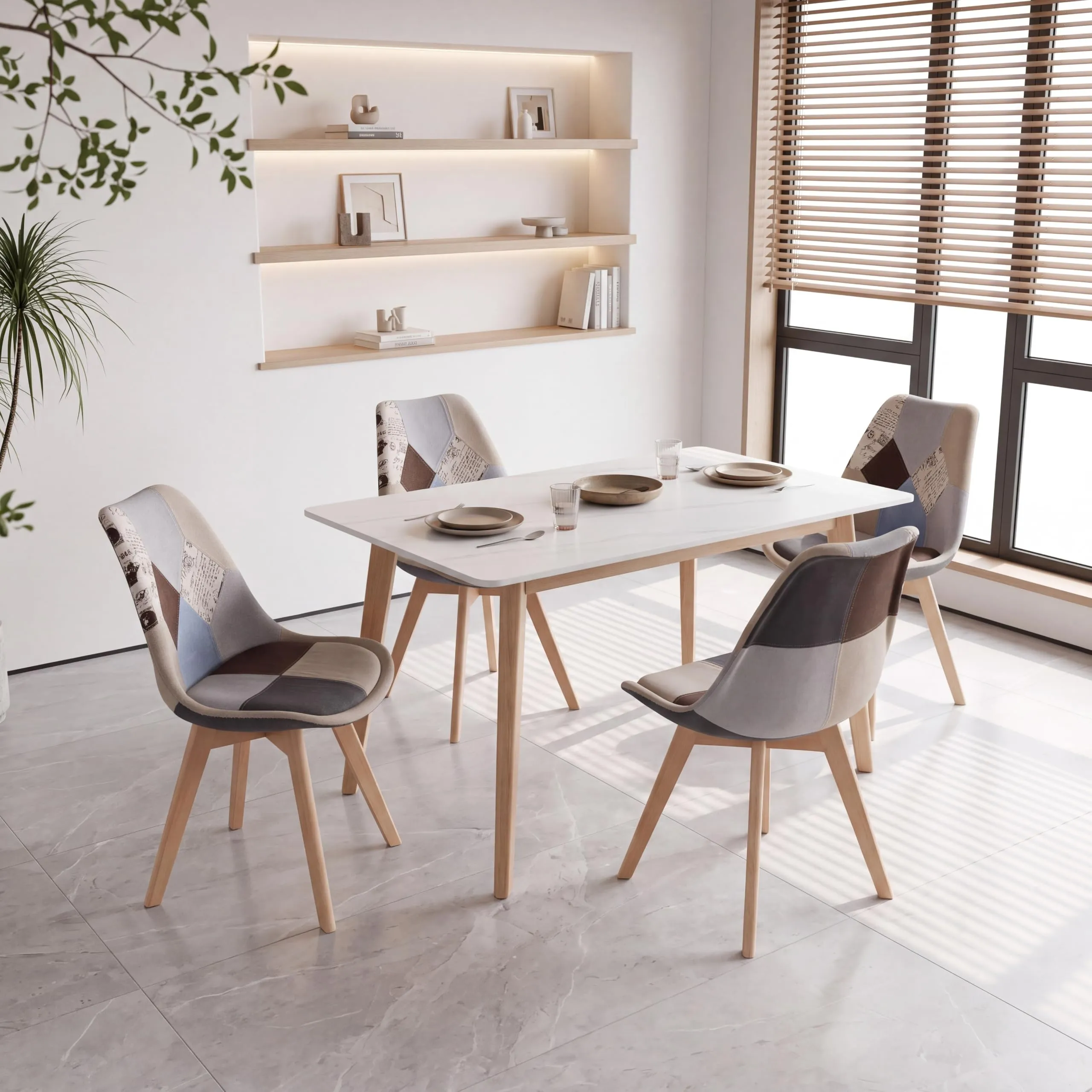 GrandCA HOME Set di 2 sedie da pranzo in stile nordico, polipropilene e faggio, marrone - immagine 5