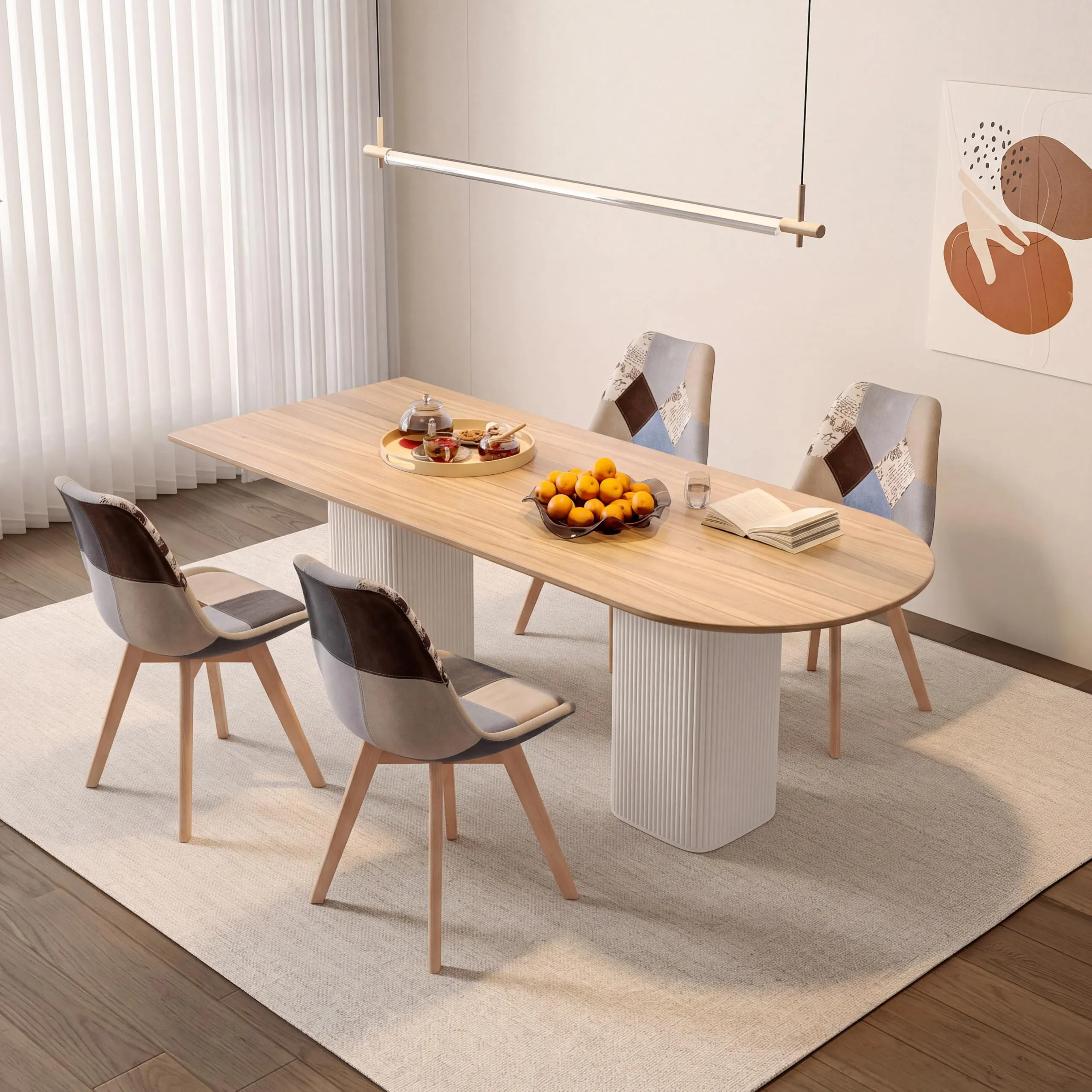 GrandCA HOME Set di 2 sedie da pranzo in stile nordico, polipropilene e faggio, marrone - immagine 6