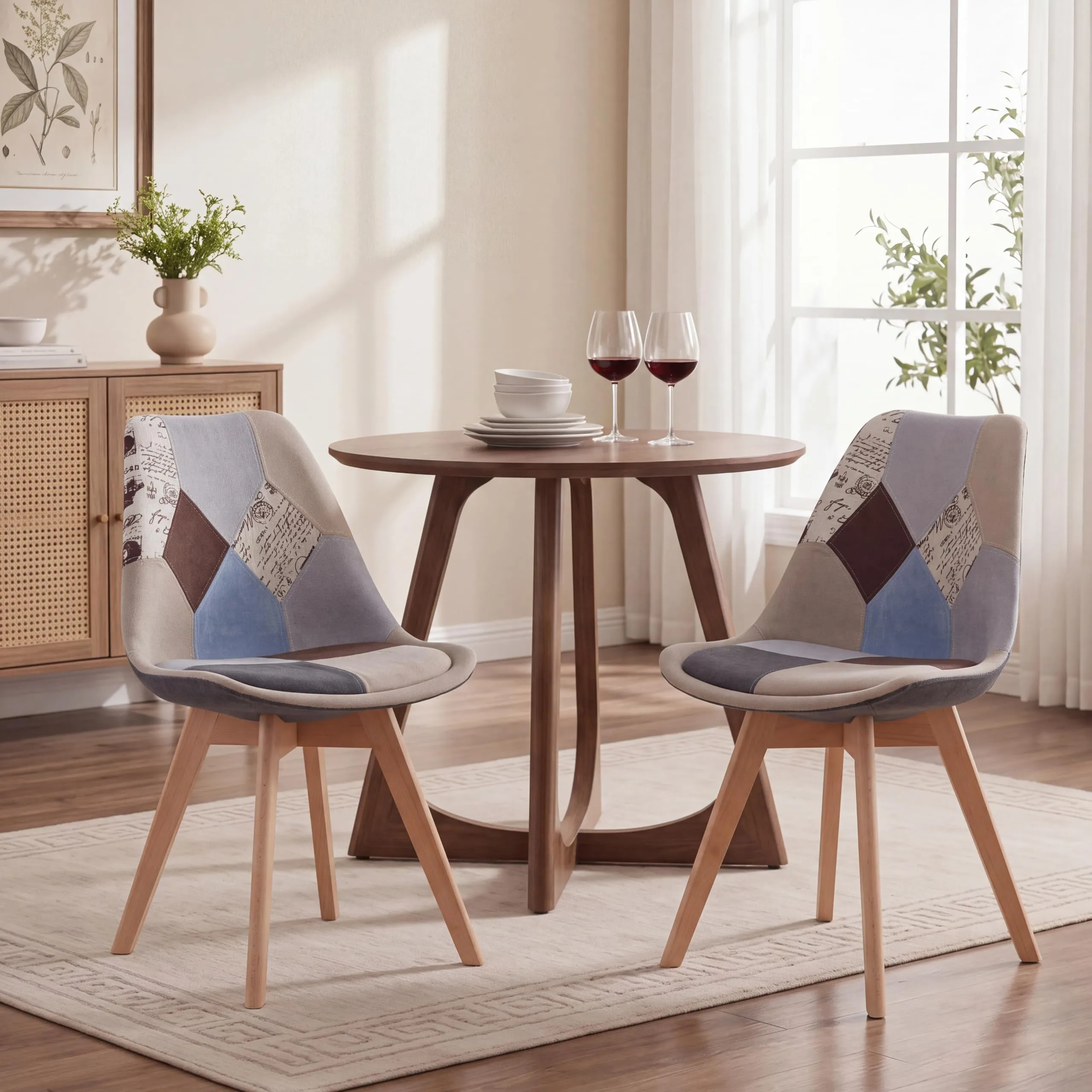 GrandCA HOME Set di 2 sedie da pranzo in stile nordico, polipropilene e faggio, marrone - immagine 10