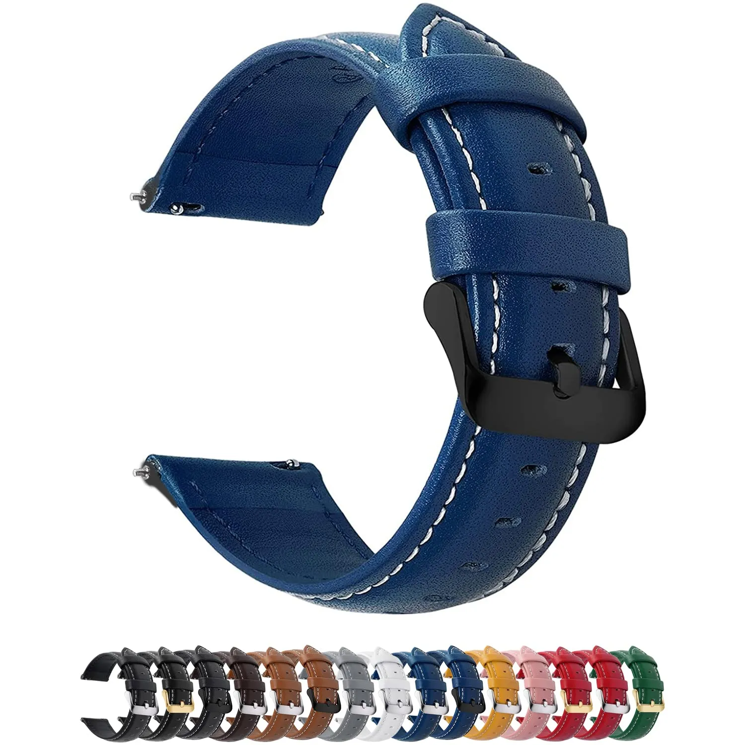 Fullmosa Cinturino Orologio 22mm in Pelle Sgancio Rapido, Blu Scuro/Nera - immagine 1