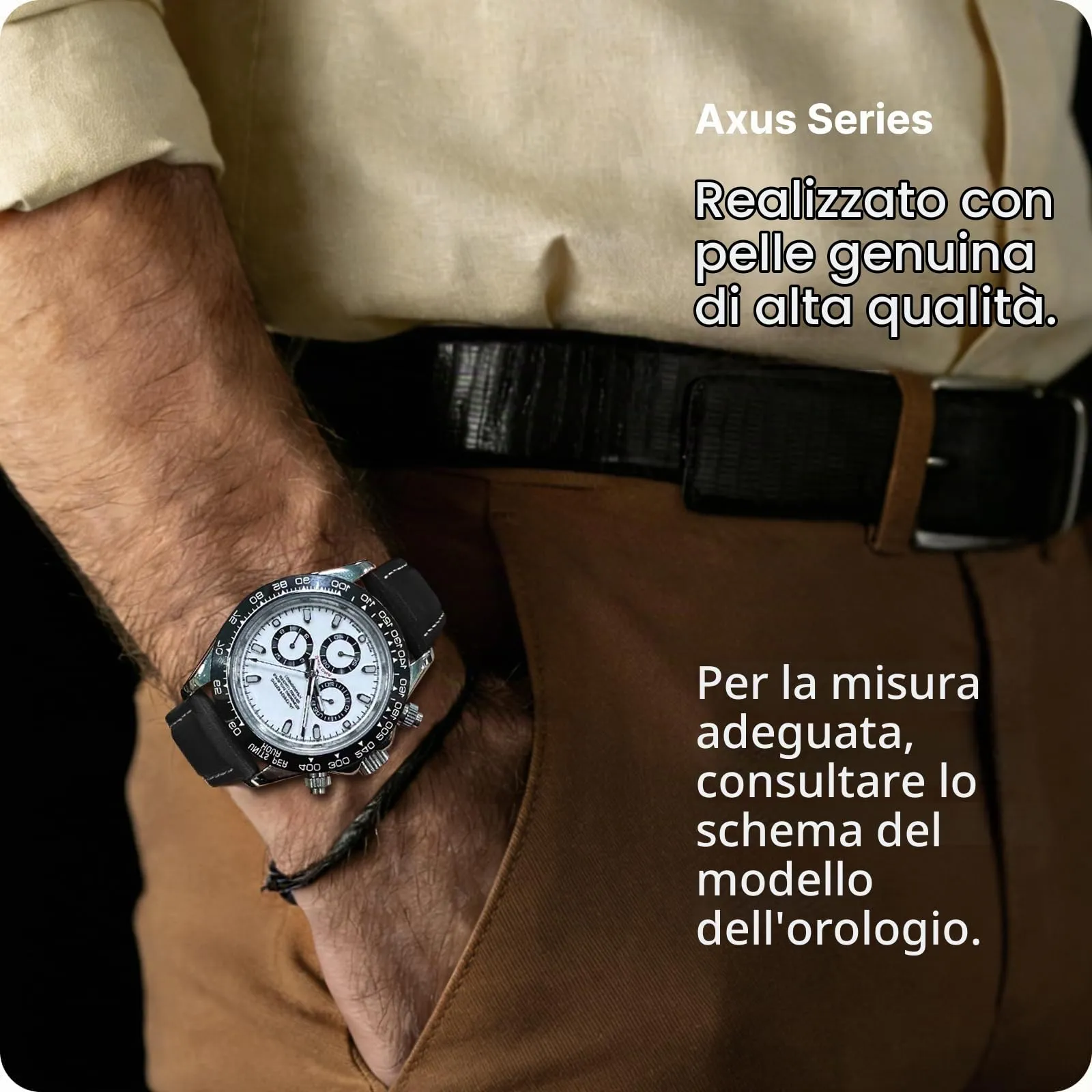 Fullmosa Cinturino Orologio 20mm in Pelle Sgancio Rapido, Nero/Fibbia Nera - immagine 3