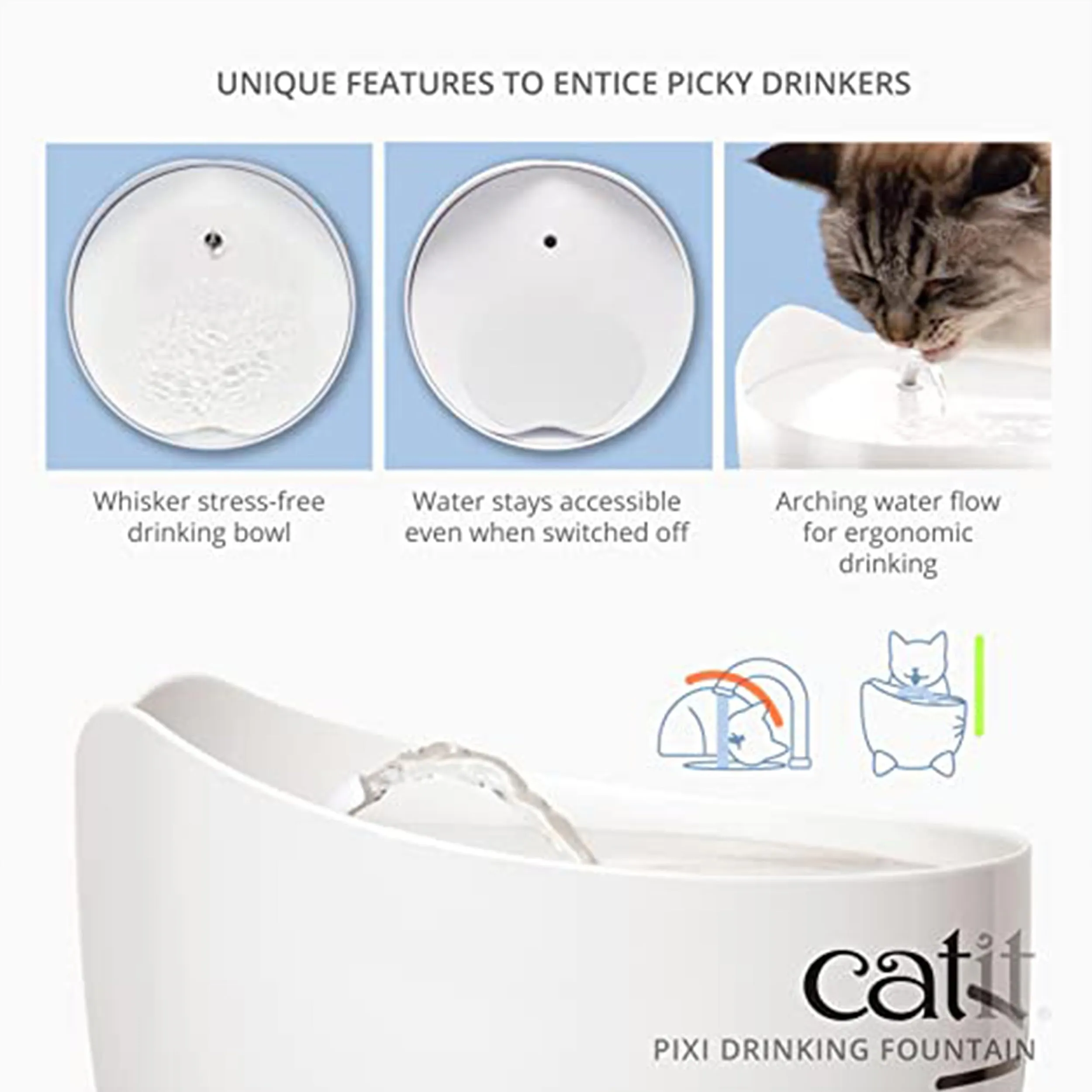 Catit Pixi Water Fountain, 2.5L, White - immagine 4