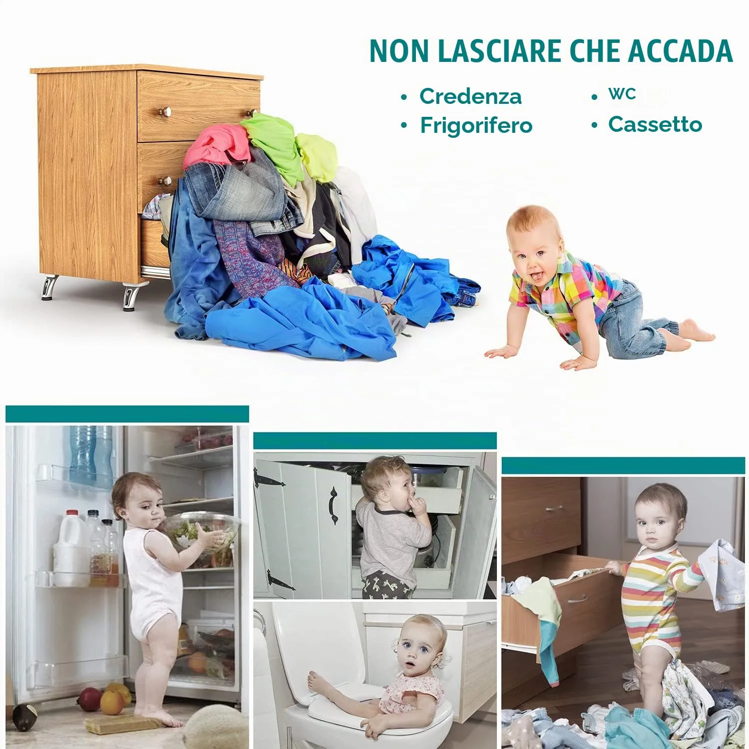 Kimsky Chiusure di Sicurezza per Bambini, 10 Pezzi, Bianca - immagine 2