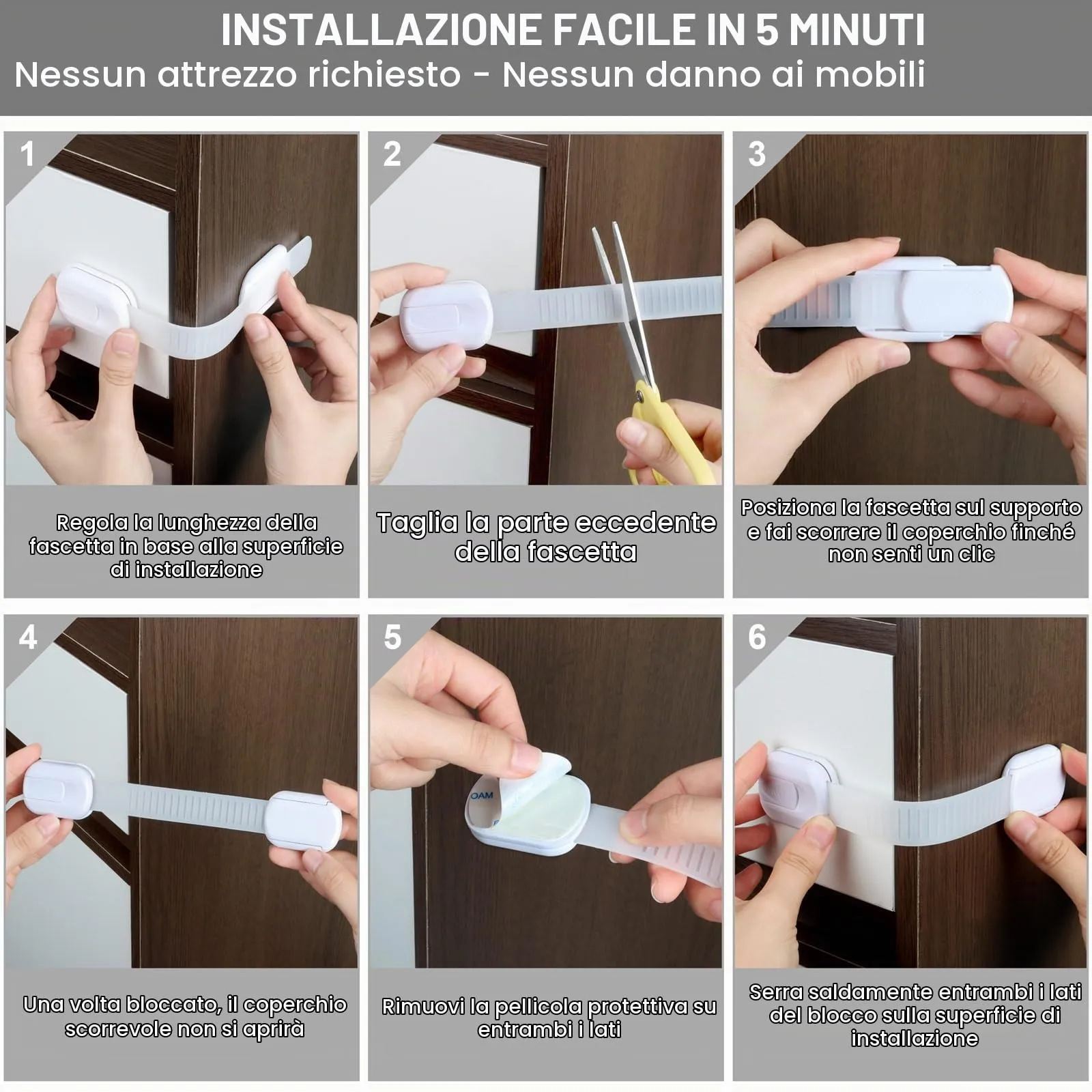 Kimsky Chiusure di Sicurezza per Bambini, 10 Pezzi, Bianca - immagine 7