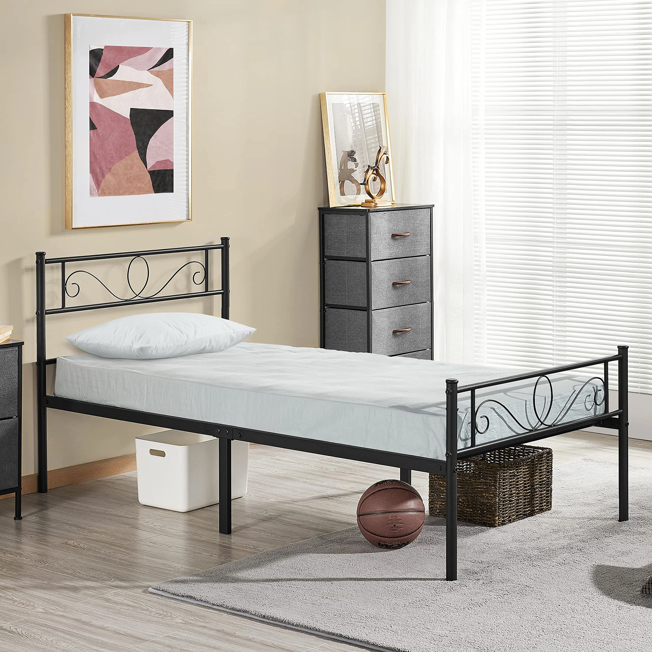Yaheetech Struttura Letto Singolo in Ferro per Materasso 90 x 190 cm - immagine 3