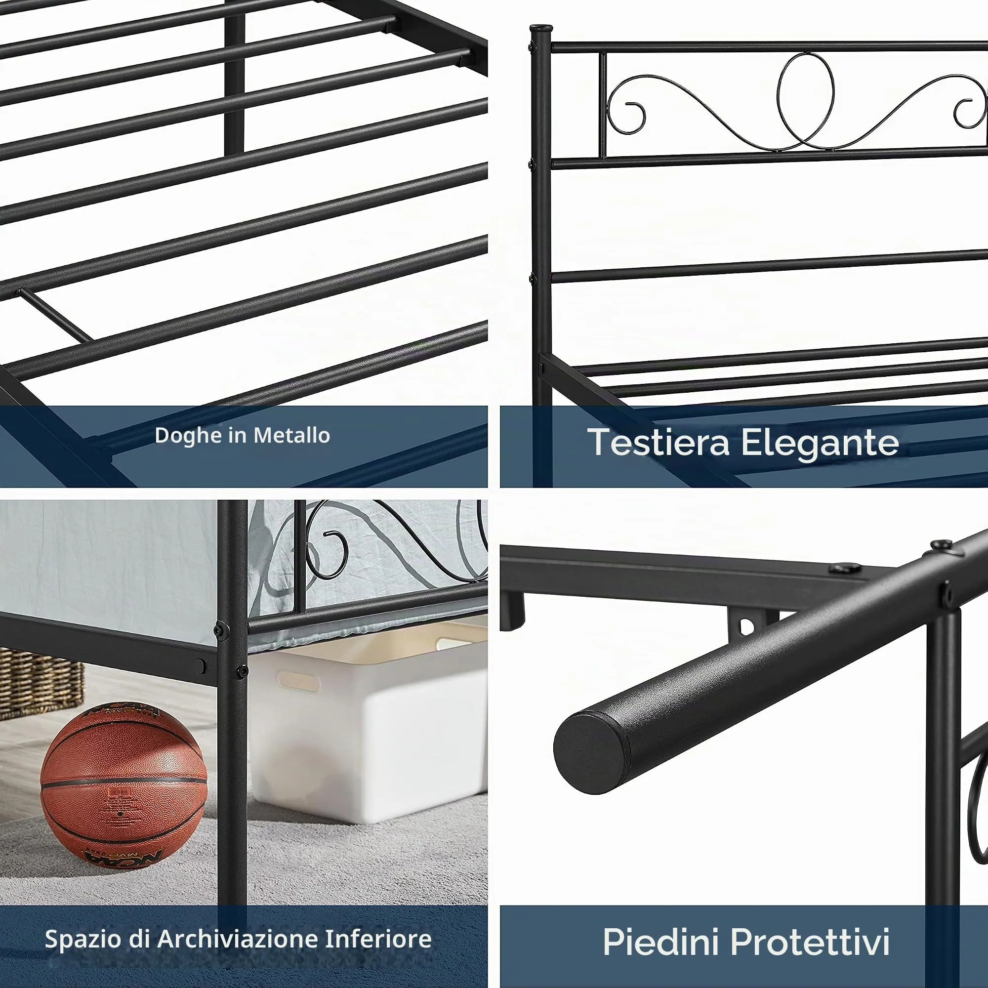 Yaheetech Struttura Letto Singolo in Ferro per Materasso 90 x 190 cm - immagine 4
