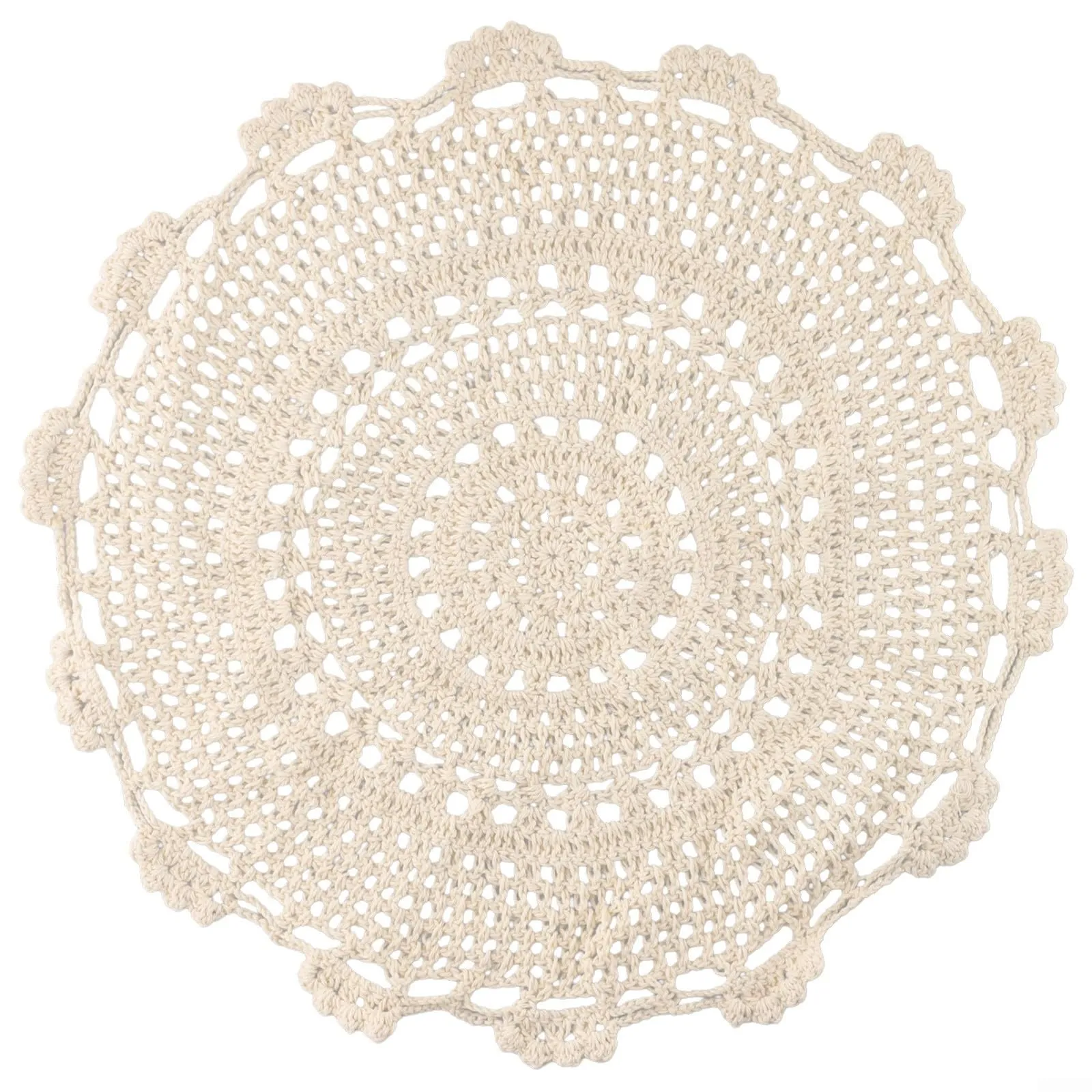 Drhomeam Tovaglietta Rotonda in Pizzo di Cotone Fatto a Mano, Decorazione Floreale Vintage, 42 cm - immagine 1