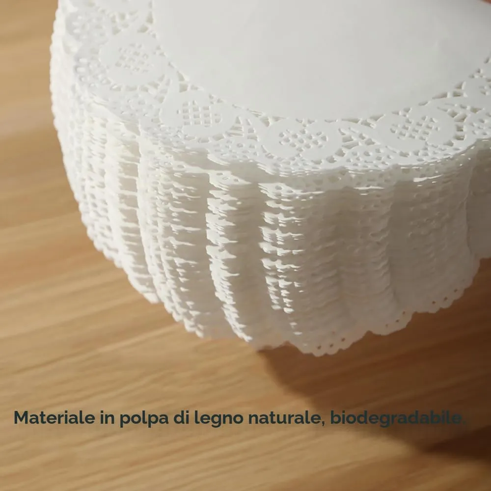 Lahviuu Centrini di Carta Rotondi in Pizzo, 140 Pezzi, Bianco, 16.5x16.5 cm - immagine 2