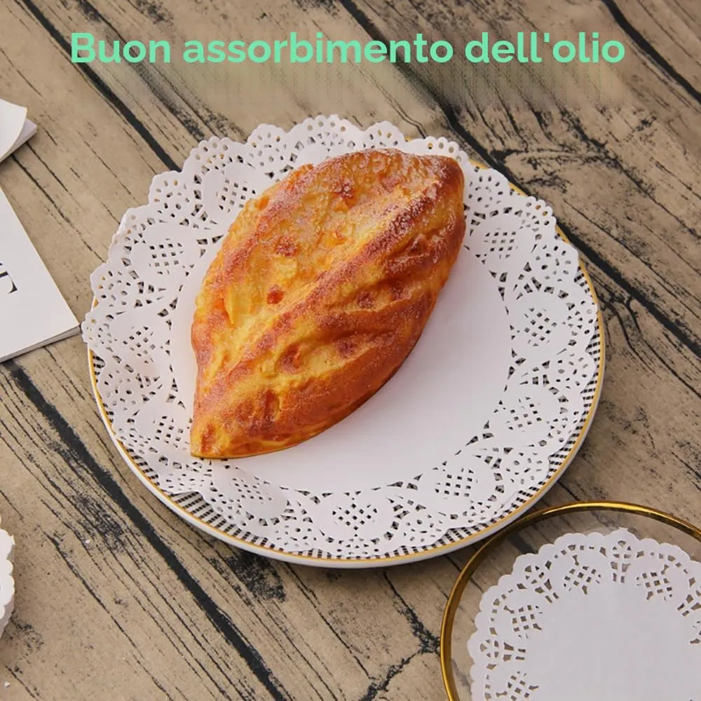 Lahviuu Centrini di Carta Rotondi in Pizzo, 140 Pezzi, Bianco, 16.5x16.5 cm - immagine 4