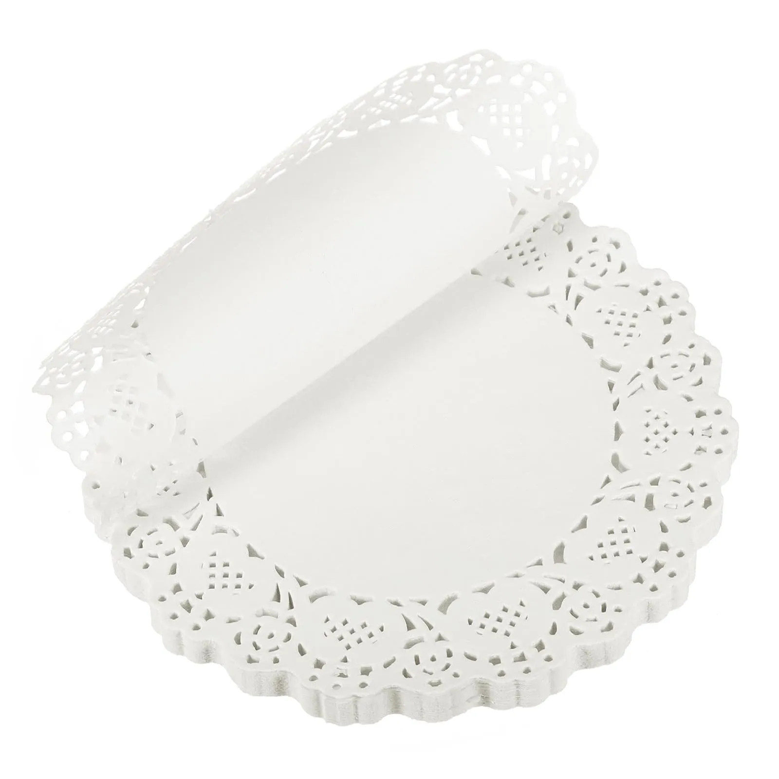 Lahviuu Centrini di Carta in Pizzo Rotondi, 140 Pezzi, Bianco, 21.5x21.5 cm - immagine 5