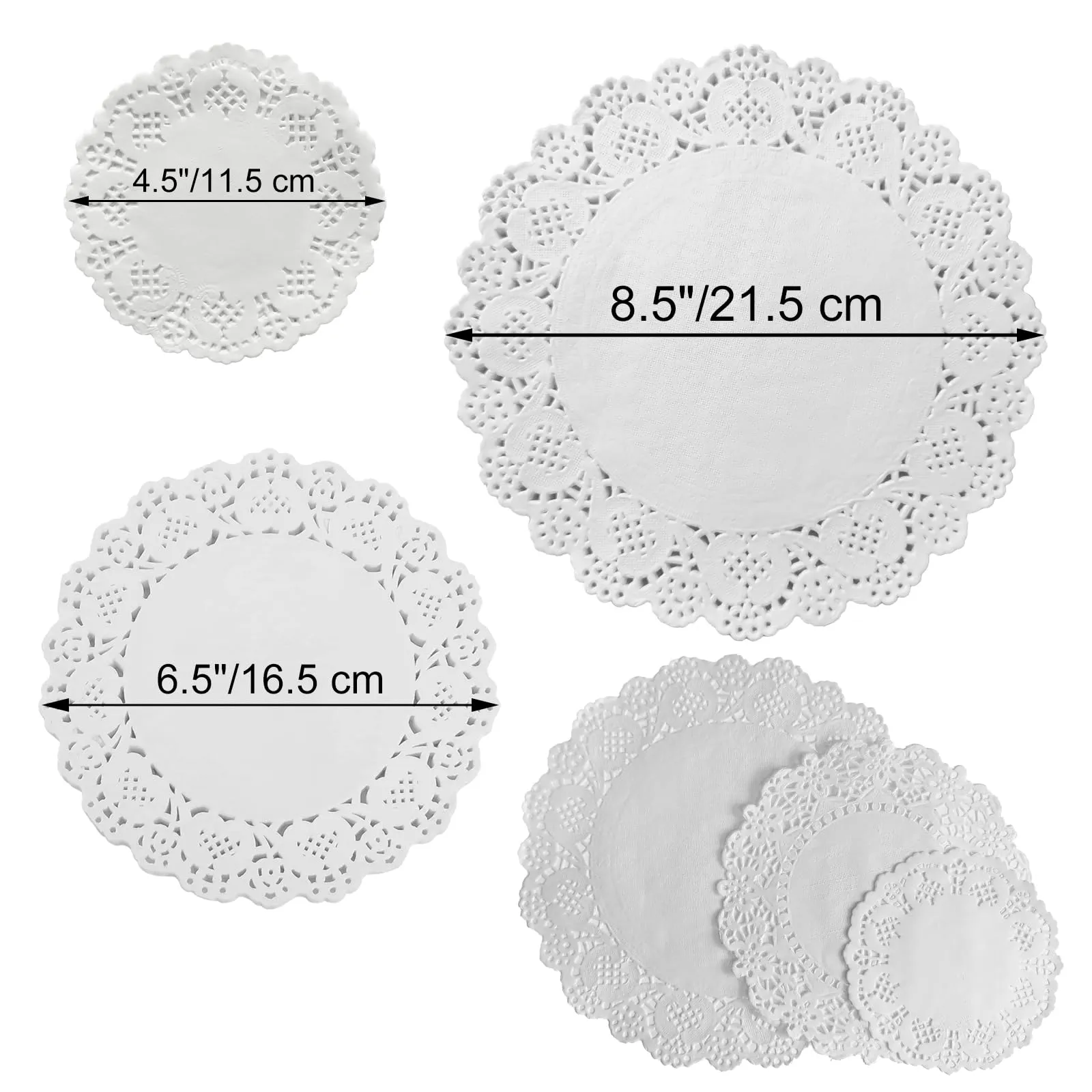 Lahviuu Centrini di Carta in Pizzo Rotondi, 140 Pezzi, Bianco, 21.5x21.5 cm - immagine 7