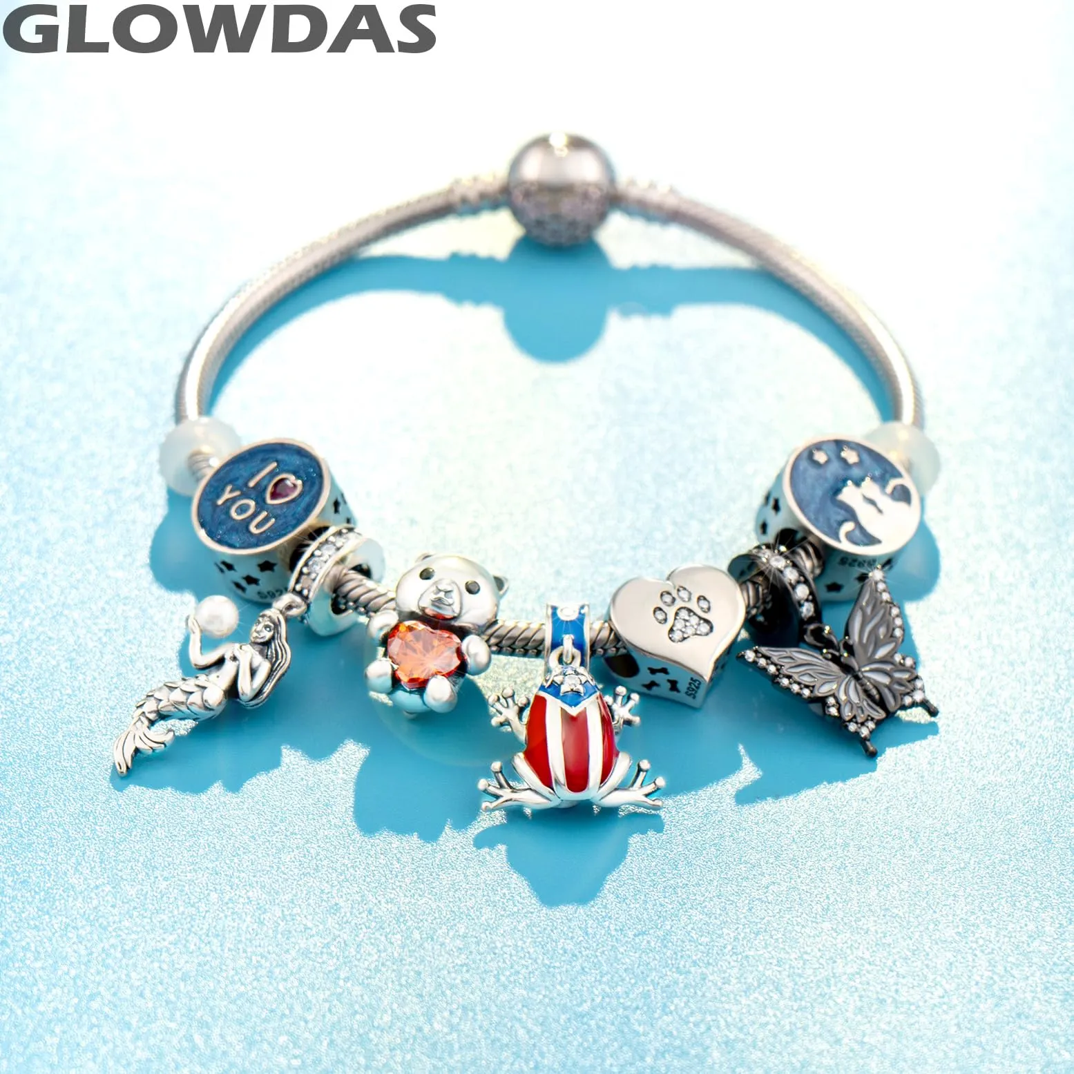 GLOWDAS Charm Farfalla Nera Pistola in Argento Sterling 925 e CZ per Braccialetti Pandora - immagine 6