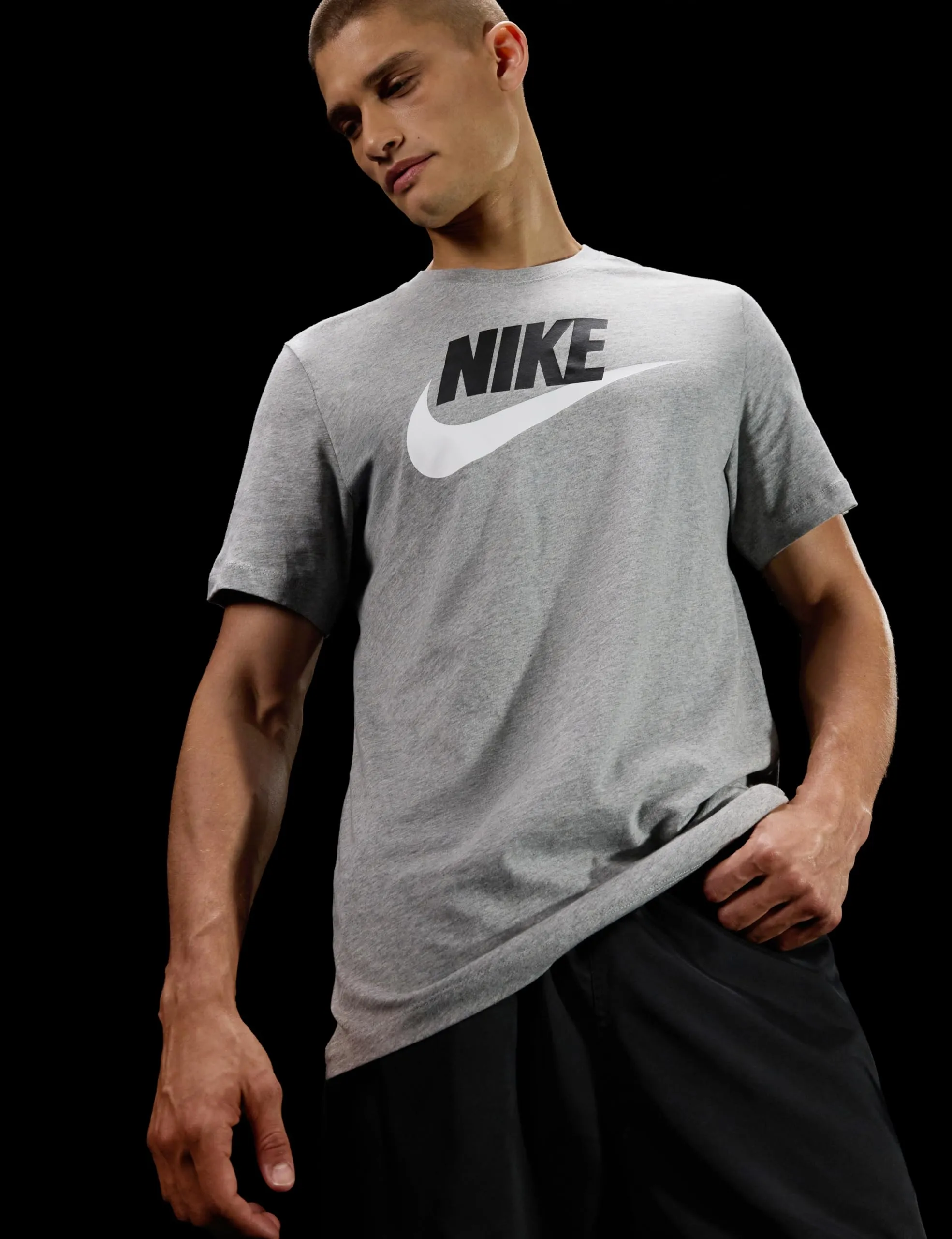 Nike Icon Futura Men's Tee - Dark Grey Heather/Black/White, S - immagine 2