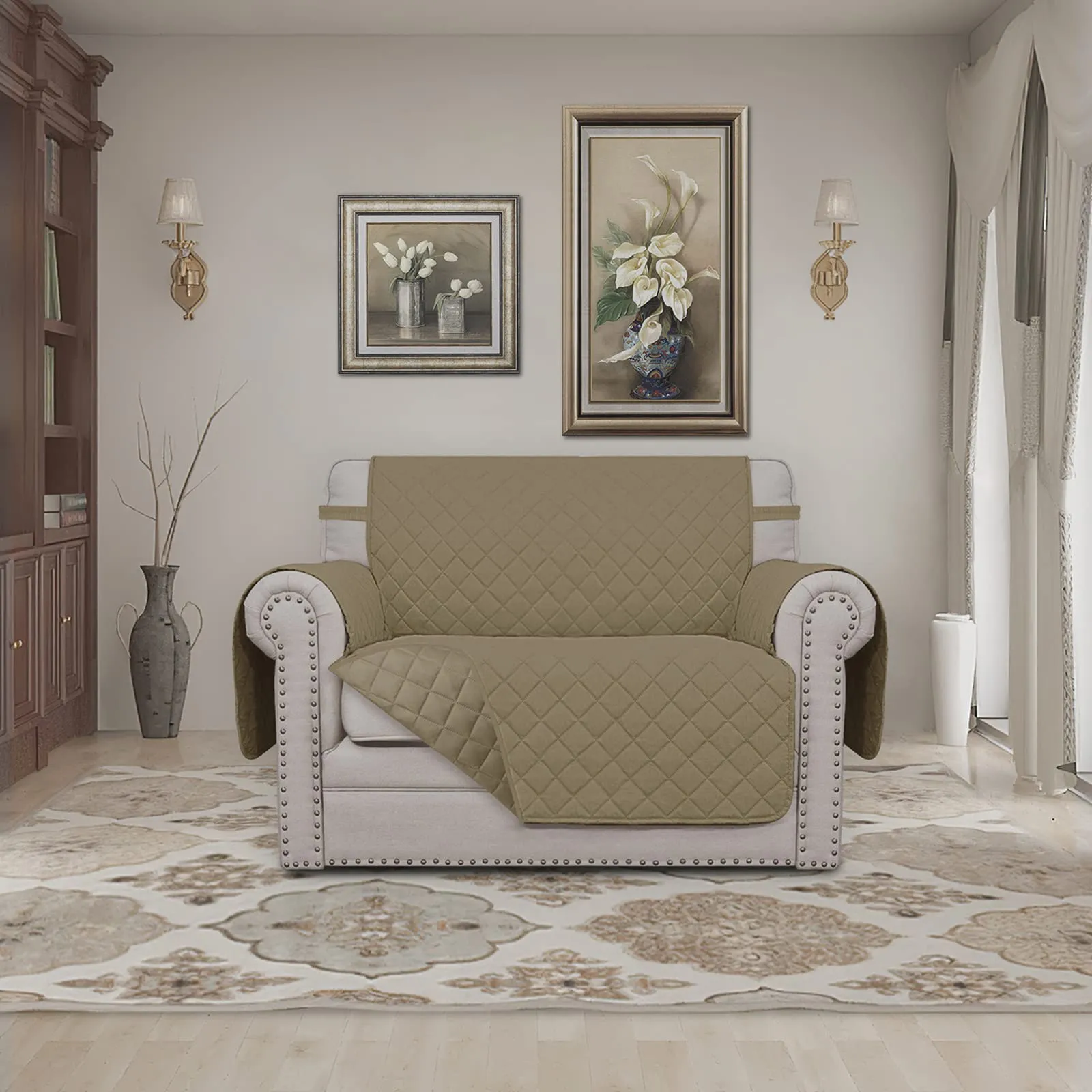 Easy-Going Copertina Reversibile per Divano e Poltrona Oversize Resistente all'Acqua con Fasce Elastiche - immagine 2