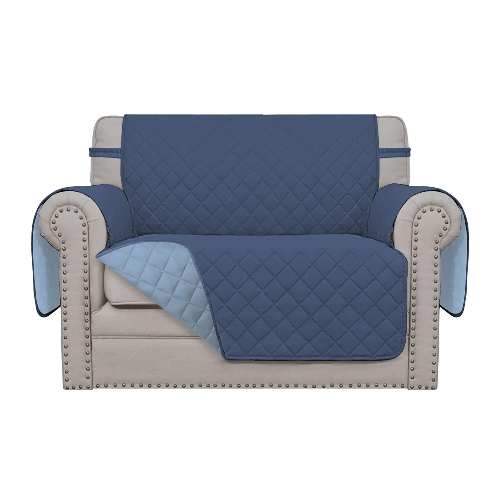 Easy-Going Copridivano Oversize Reversibile e Impermeabile, Blu Scuro/Azzurro - immagine 1