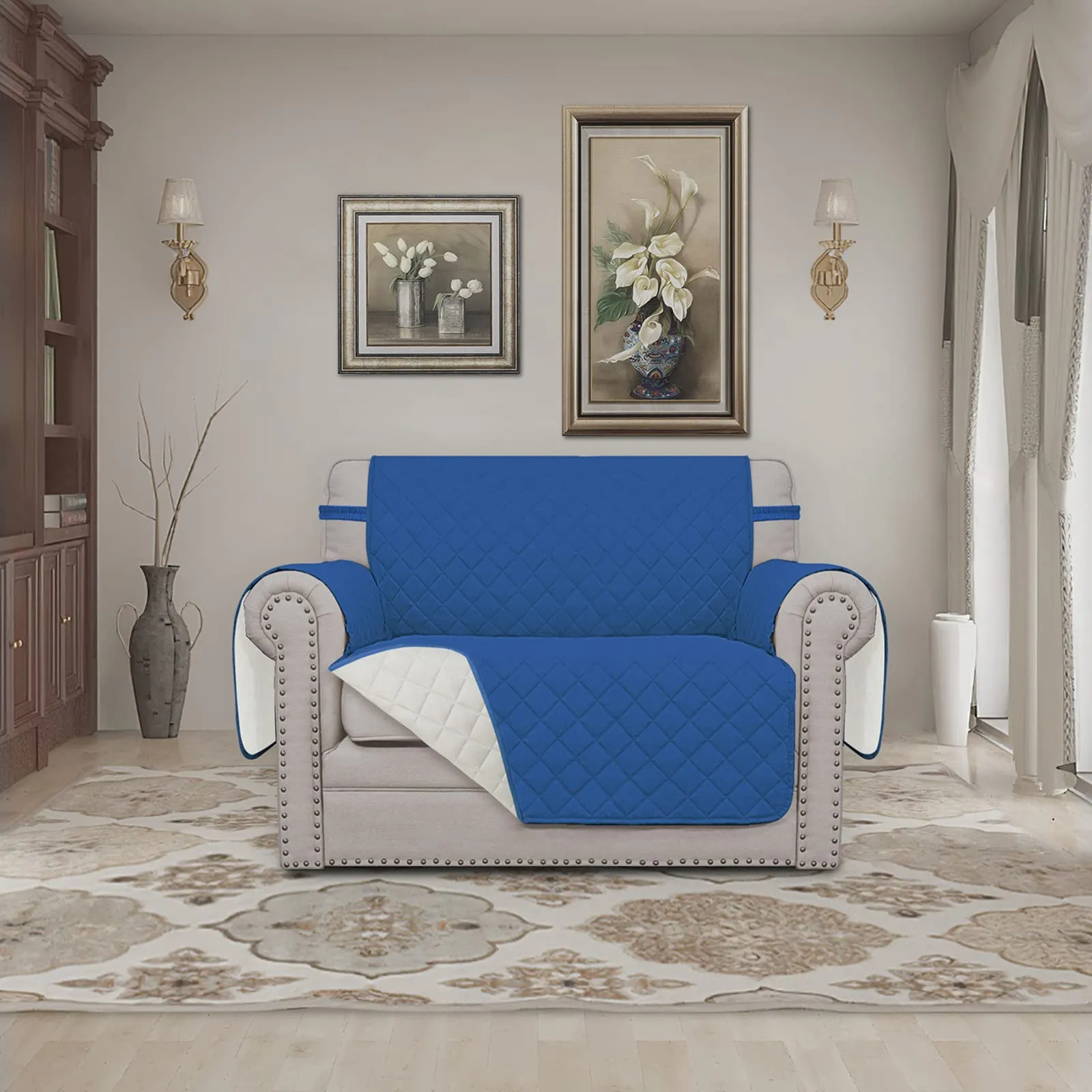 Easy-Going Copridivano Reversibile per Poltrona Extra Large, Blu/Avorio - immagine 2