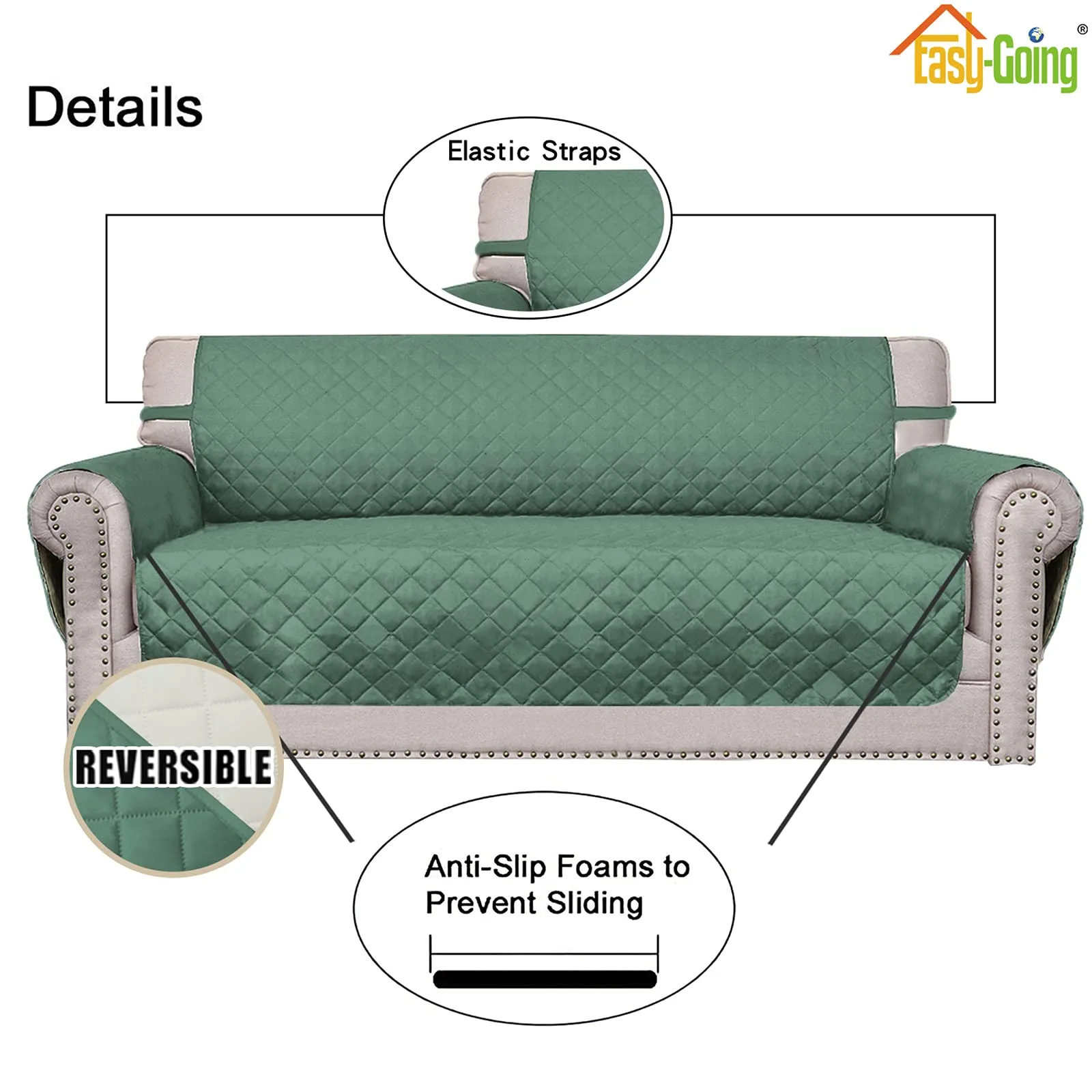 Easy-Going Copridivano per Poltrona Oversize, Reversibile e Impermeabile, 28'' - immagine 3