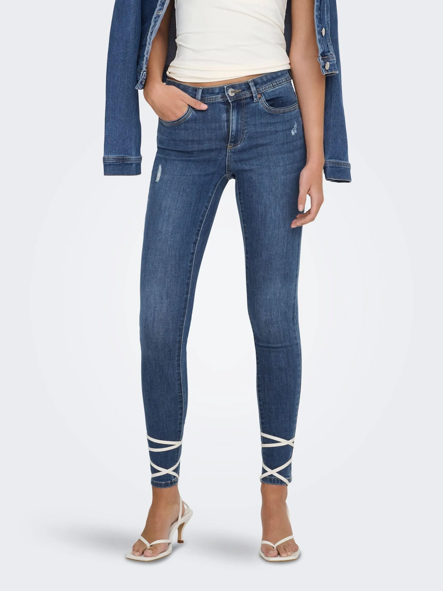 ONLY Onlwauw Mid Skinny Bj114-3 Noos Medium Blue Denim XL/32L - immagine 2