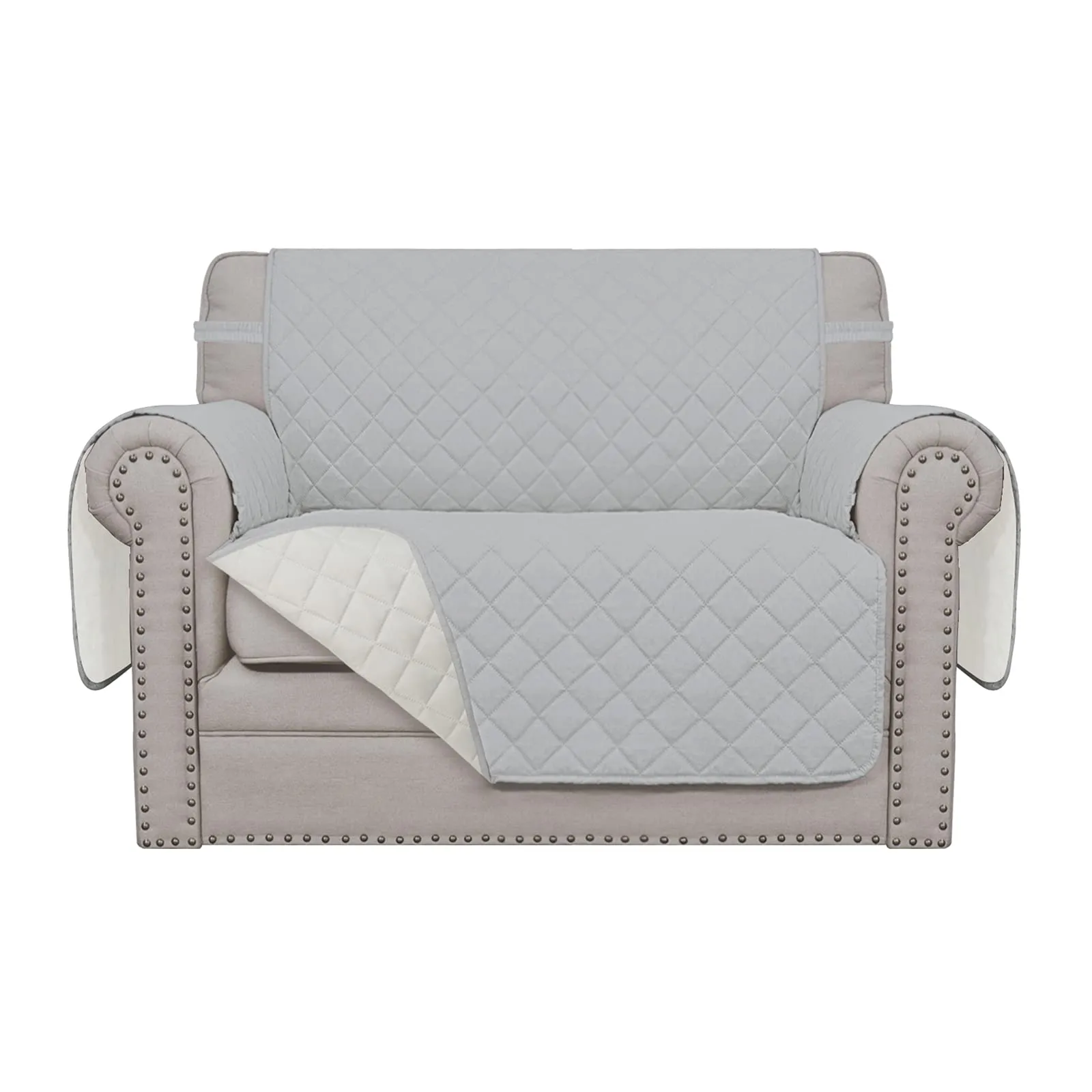 Easy-Going Copridivano Oversize Reversibile Impermeabile, Grigio Chiaro/Avorio - immagine 1