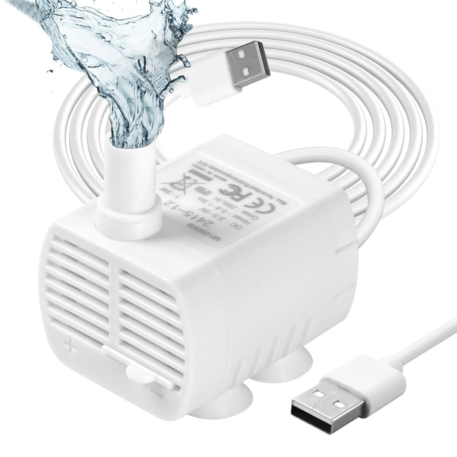 Flintronic Pompa Fontanella per Gatti 200L/H, 3.5-9V 1-3W, Bianco - immagine 1