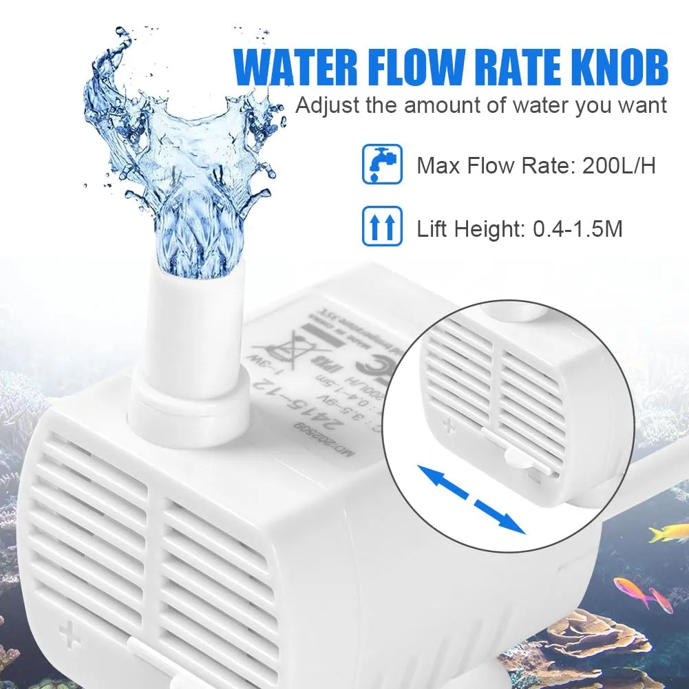 Flintronic Pompa Fontanella per Gatti 200L/H, 3.5-9V 1-3W, Bianco - immagine 4