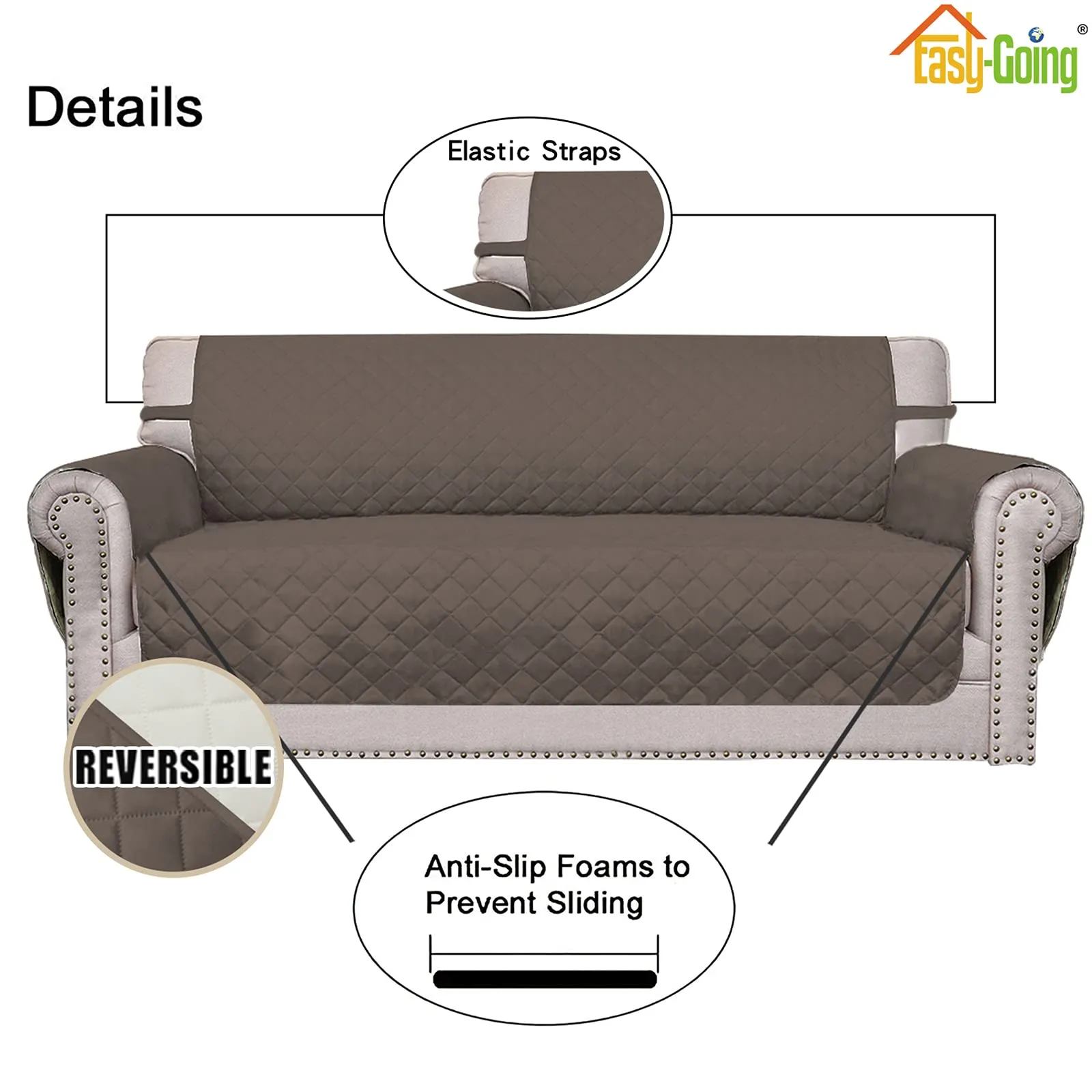 Easy-Going Copridivano Reversibile per Poltrona Extra Large, Tortora - immagine 3