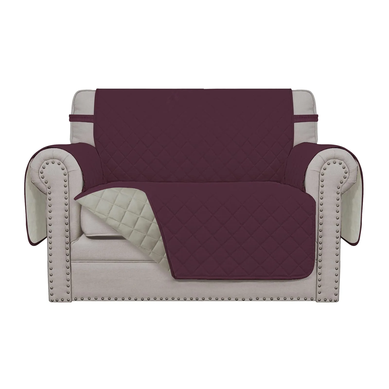 Easy-Going Copridivano Oversize Reversibile e Impermeabile, Vinaccia/Beige - immagine 1