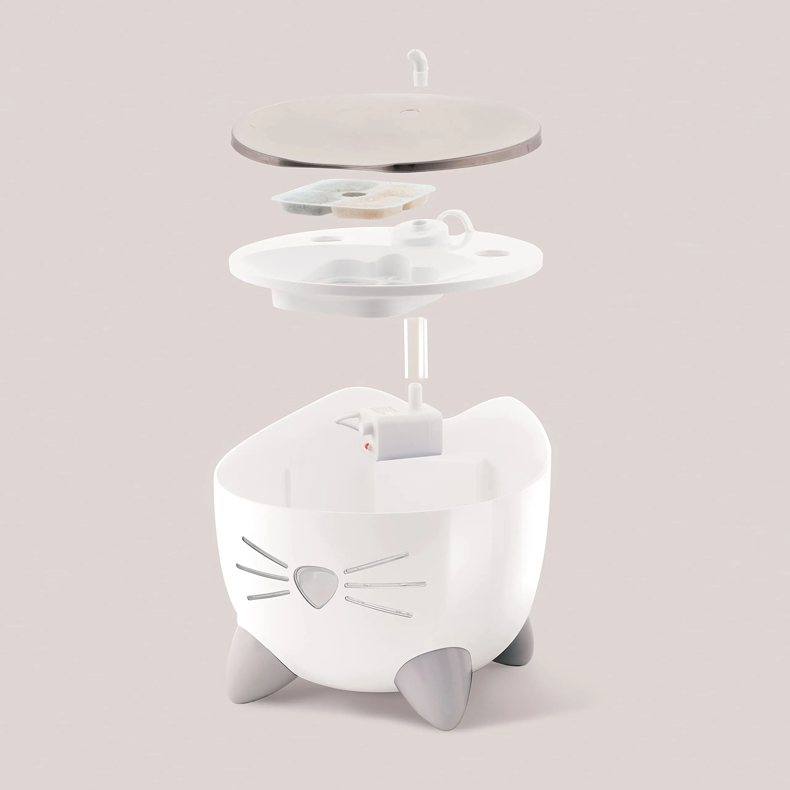 Catit PIXI Fontana per gatti 2,5 l Bianco Acciaio Inox - immagine 3