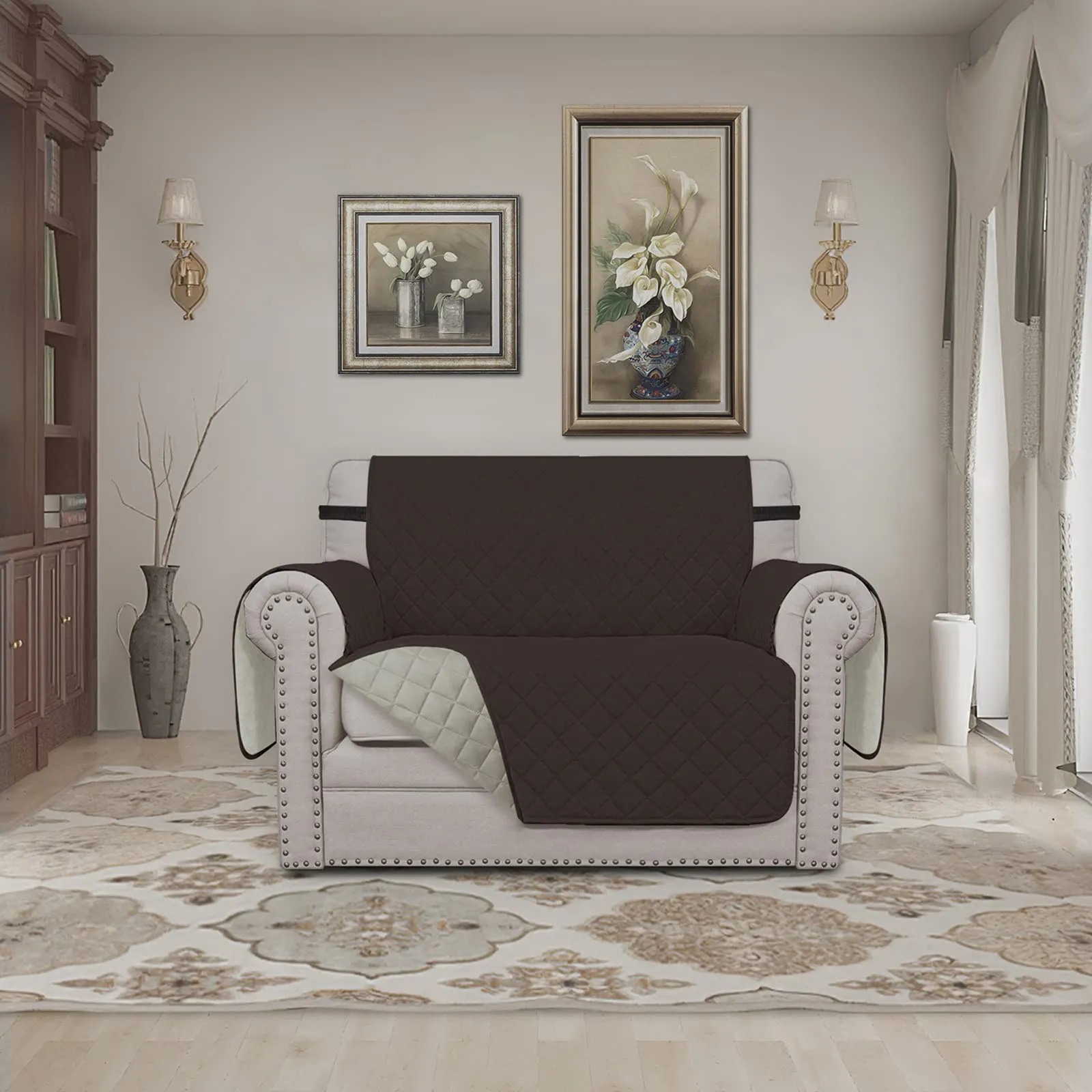 Easy-Going Copridivano reversibile per poltrona oversize impermeabile, 71,12 cm, Cioccolato/Beige - immagine 2
