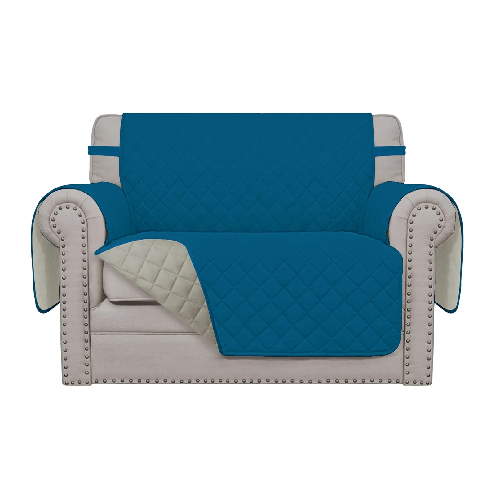 Easy-Going Copridivano per Sedia Sovrdimensionato, Resistente all'Acqua, Reversibile, Blu Pavone/Beige, 71,12 cm - immagine 1